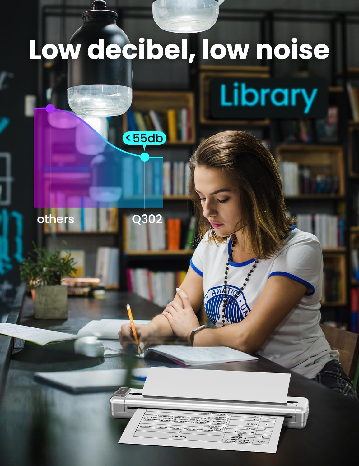 Phomemo Q302 Upgraded Portable Printers Wireless for Business, Ultra-Small Bluetooth Printer for Mobile Printing, 2400mAh Battery can Reverse Charging, 300dpi Inkless Printer Support 8.5X11 US Letter