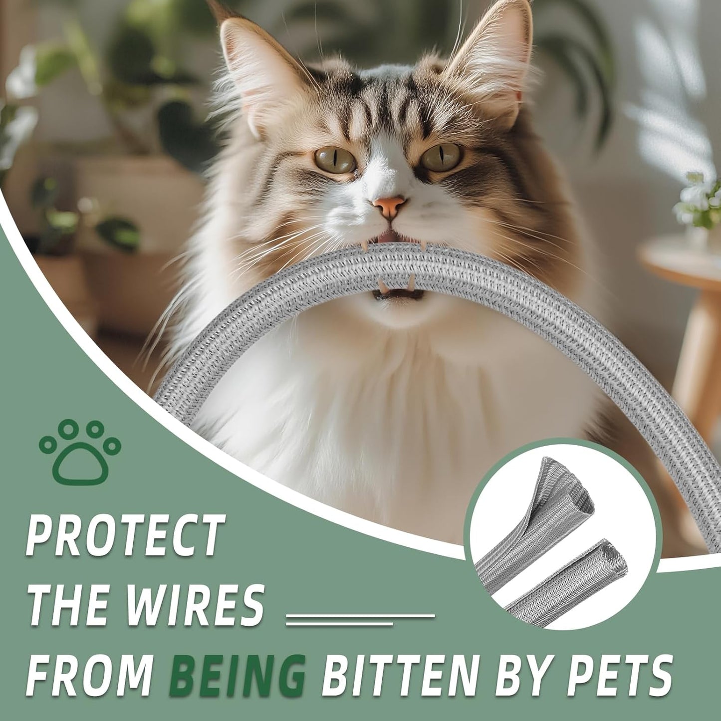 Split Wire Loom Tubing, Cable Protector Sleeve, Braided Cable Management for TV/Computer/Home Theater/Engine Bay, Cord Protectors from Pets No Chew (Grey, 3/4"-10ft)