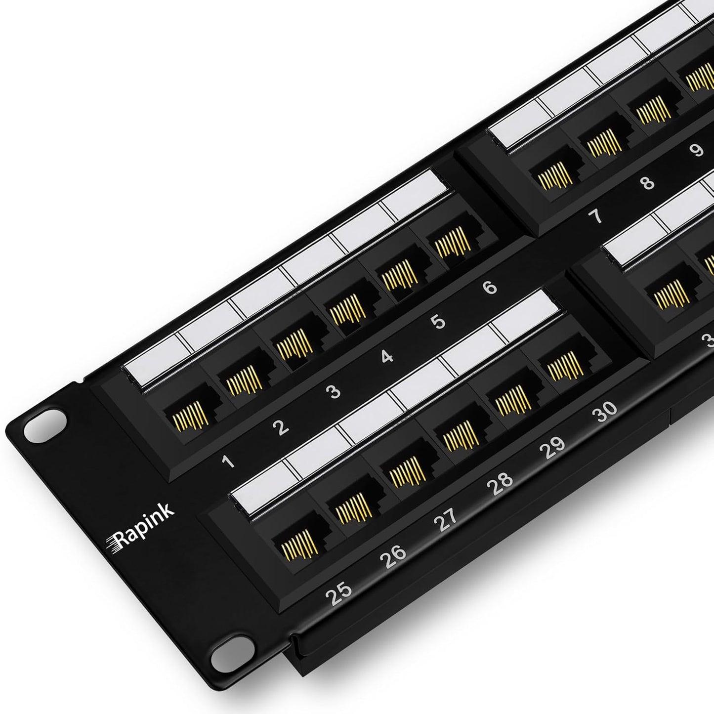 Rapink Patch Panel 48 Port Cat6 10G Support, Network Patch Panel UTP 19-Inch, Wallmount or Rackmount 1U Ethernet Patch Panel Punch Down Block for Cat6, Cat5e, Cat5 Cabling