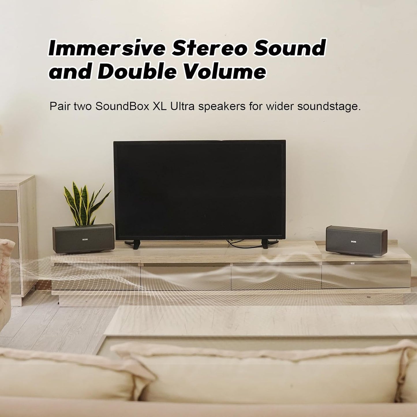 DOSS SoundBox Ultra Bluetooth Speaker with 2.1 Channel Audio, 80W Superior Sound with Deep Bass, Two DSP Technologies, 18H Playtime, BT 5.3, Wireless for Home, Office, Room-Black