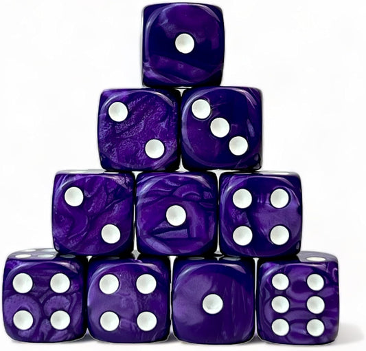 Luck Lab 10 Piece D6 Dice Pack - Acrylic Dice for RPG MTG DND Dice Table Games and Board Games (Purple Pearl)