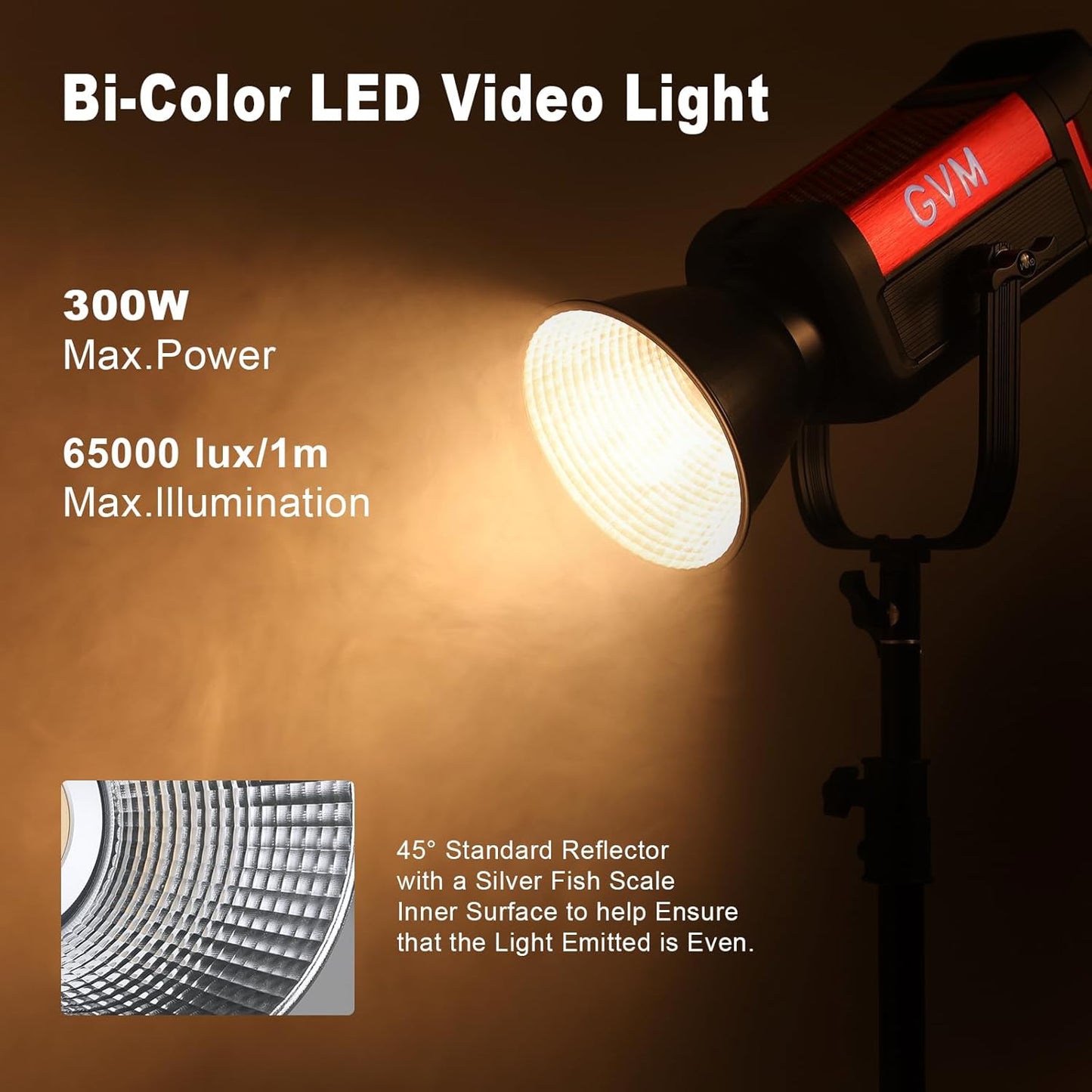 GVM 300W LED Video Light Kit with Softbox, CRI97+ Photography Lighting for Video Recording with Bowens Mount, 65000Lux/m Studio Lights with APP&DMX Control, 2700-6800K, 12 Scene Light