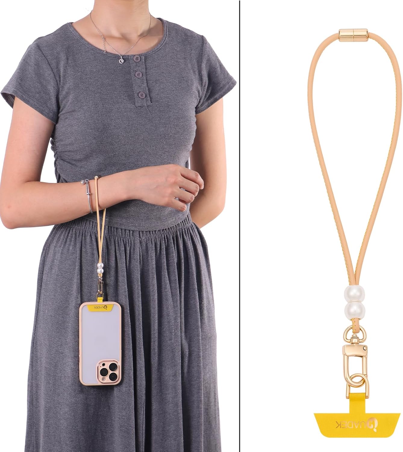 cell phone lanyard Detachable Phone Chain Strap Leather 2-in-1 phone wrist strap