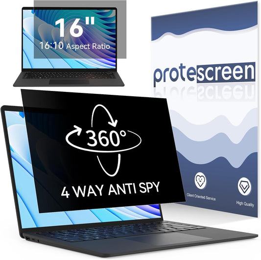 360° Laptop Privacy Screen 16 Inch for 16:10 Computer, 16" Monitor 4 Way Privacy Anti Glare Protector Blue Light Filter Shield Film Compatible with Lenovo/Hp/Dell/Acer/Asus/Thinkpad/Envy/Toshiba