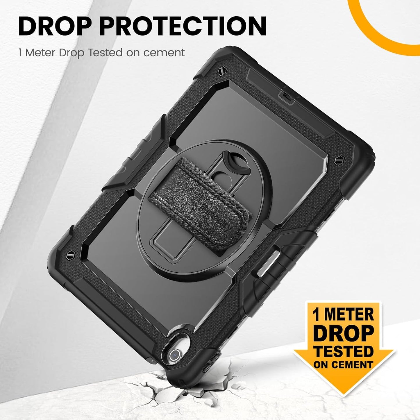 timecity for iPad Air 13 Inch Case M3 2025/ M2 2024, 360° Rotating Stand, Pencil Holder & Wireless Charging, Shockproof with Screen Protector & Shoulder Strap - for Designers & Professionals, Black