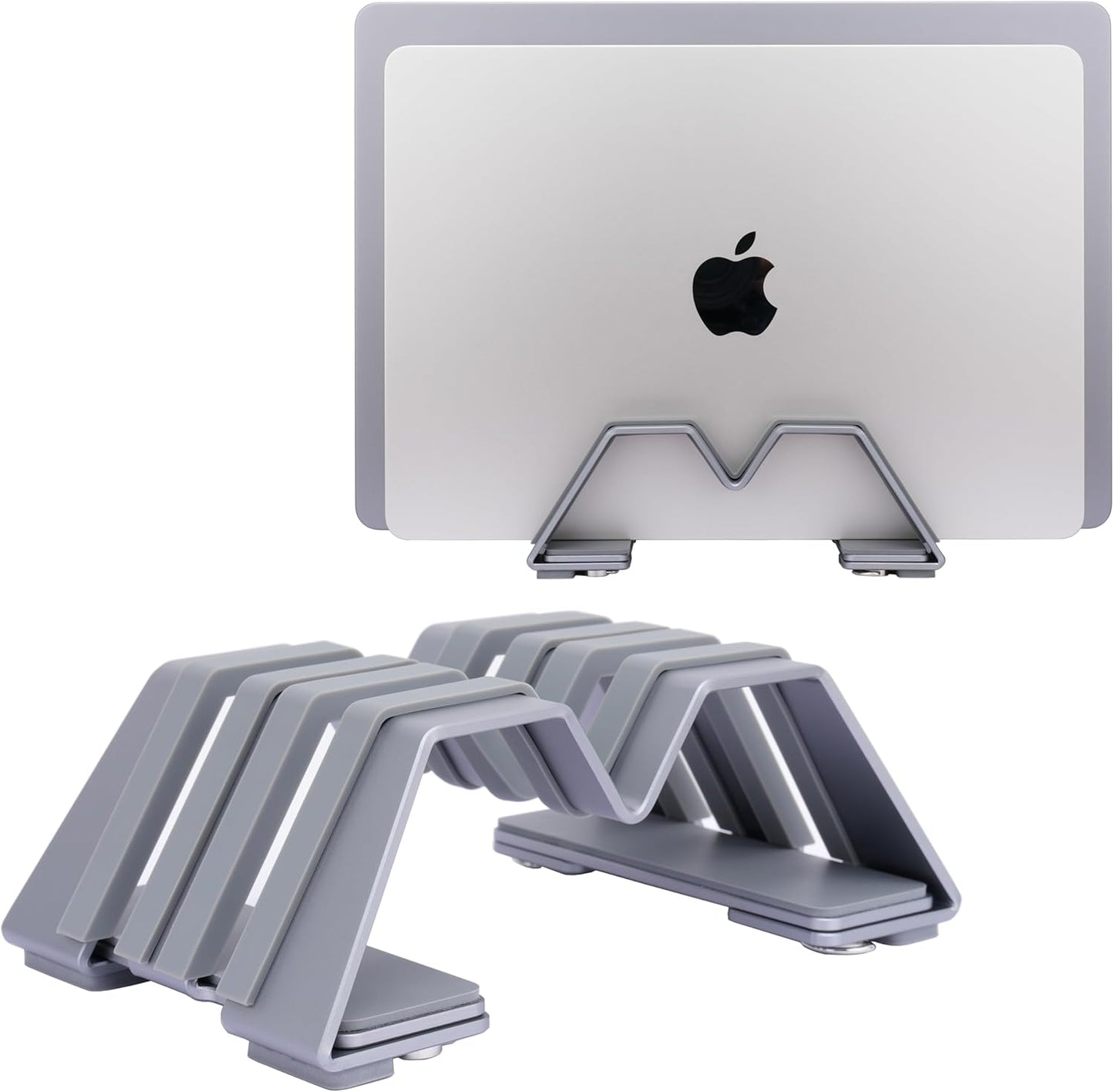 Adjustable Dual Vertical Laptop Stand - Supports 2 Devices Holder, Fit for All Laptops(10-30mm Thickness) - Fashion Design, Adjustable Width, Anti-Slip & Scratch-Resistant, Patented Design