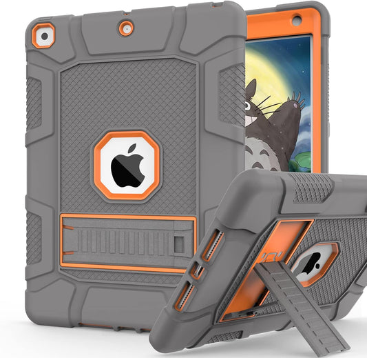Rantice iPad 9th Generation Case, iPad 8th Generation Case, iPad 7th Generation Case, Hybrid Shockproof Rugged Drop Protection Cover with Kickstand for iPad 10.2'' (Gray+Orange)