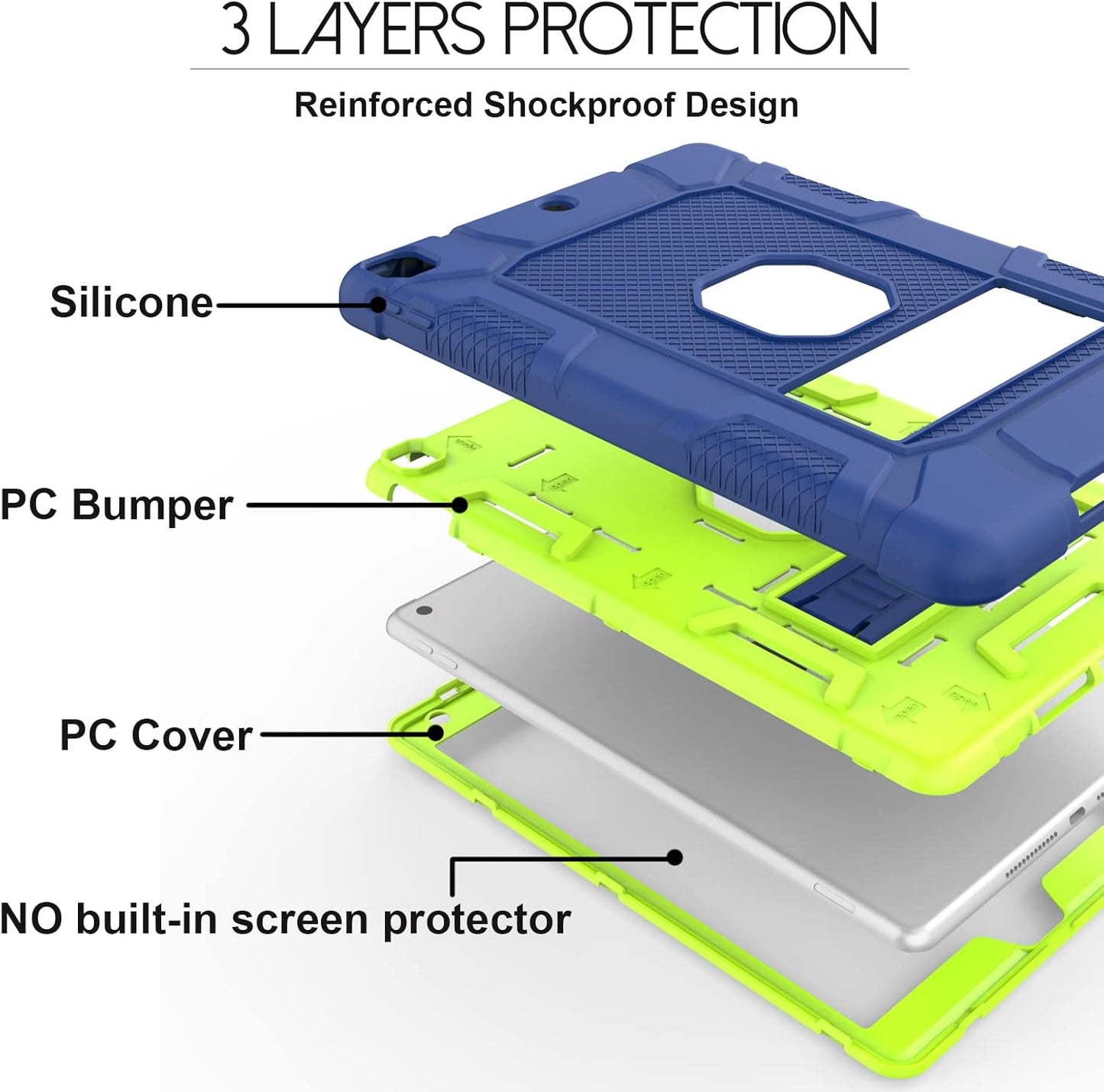 Rantice iPad 9th Generation Case, iPad 8th Generation Case, iPad 7th Generation Case, Hybrid Shockproof Rugged Drop Protection Cover with Kickstand for iPad 10.2'' (Navy+Green)