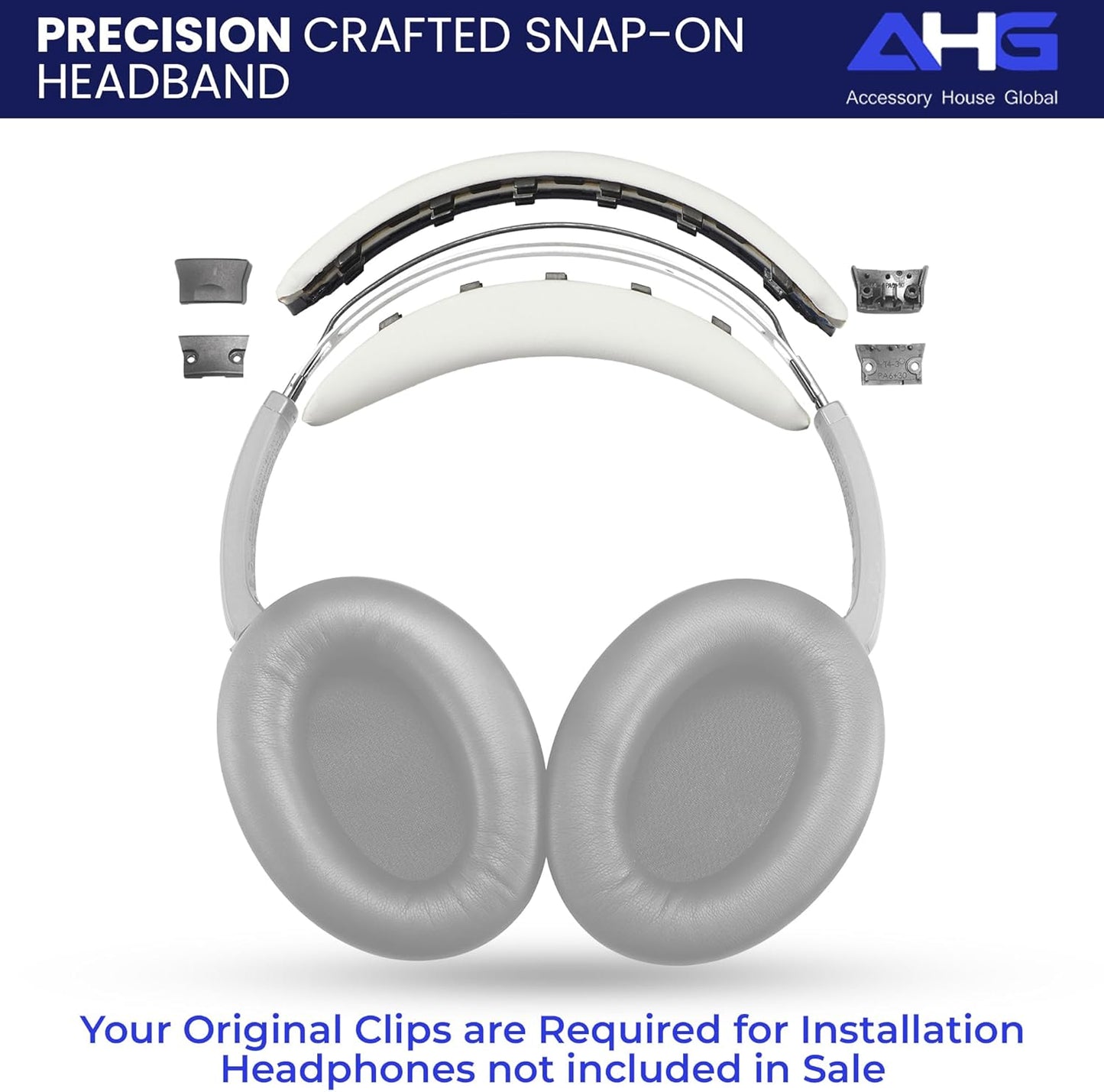 QC35 ii / QC35 Headband pad Cushion Cover. Compatible with Bose QuietComfort 35 / QC35 II Headphones (White). Easy Clip on Design | Premium PU | FlexiSoft High-Density Foam