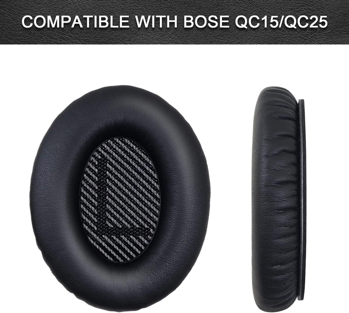 Replacement Ear Pads for Bose QuietComfort 15(qc15/QC15)/25/AE/AE2, Headphone Ear Covers, High Density Memory Cotton, Soft Leather, Adaptive Noise Isolation Headphones Pads Cushions-Black
