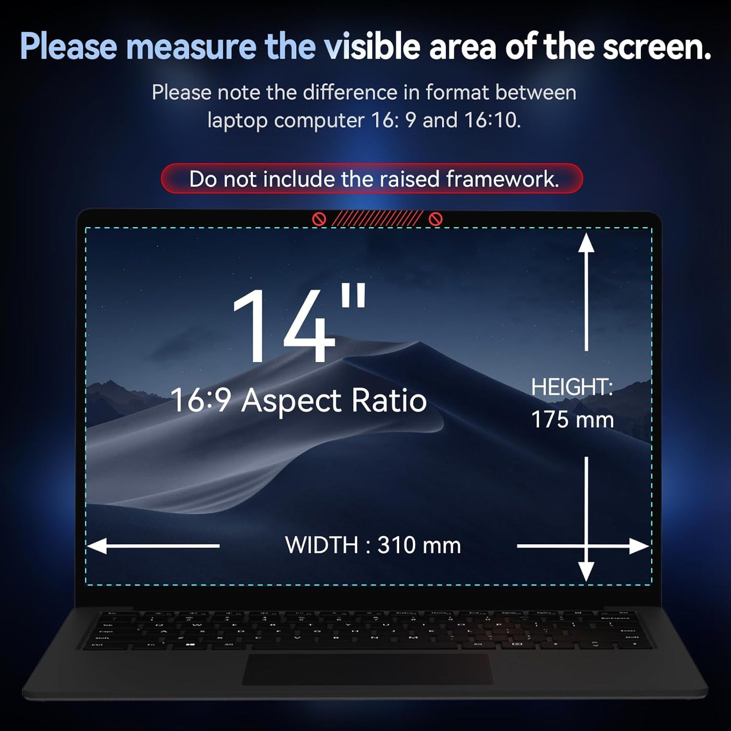 360° Laptop Privacy Screen 14 Inch for 16:9 Computer, 14" Monitor 4 Way Privacy Anti Glare Protector Blue Light Filter Shield Film Compatible with Lenovo/Hp/Dell/Acer/Asus/Thinkpad/Envy/Toshiba