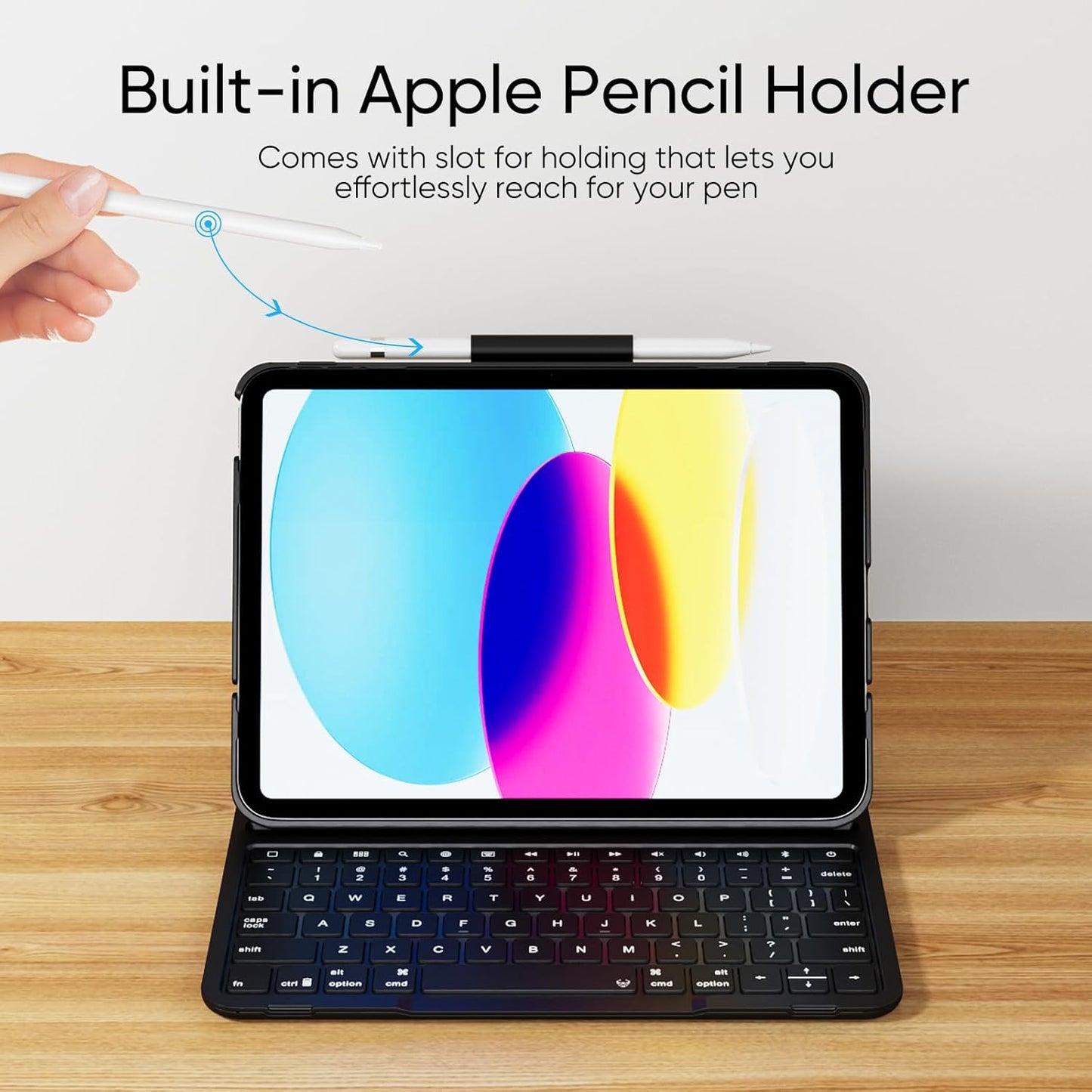 PAUL B for iPad 10th/11th Generation Case with Keyboard 10.9 Inch 2022/11 Inch 2025,Cover with Pencil Holder,Integrated for 10 Gen/11 Gen(A16),Wireless iPad Keyboard Case,Thin & Light (Black)