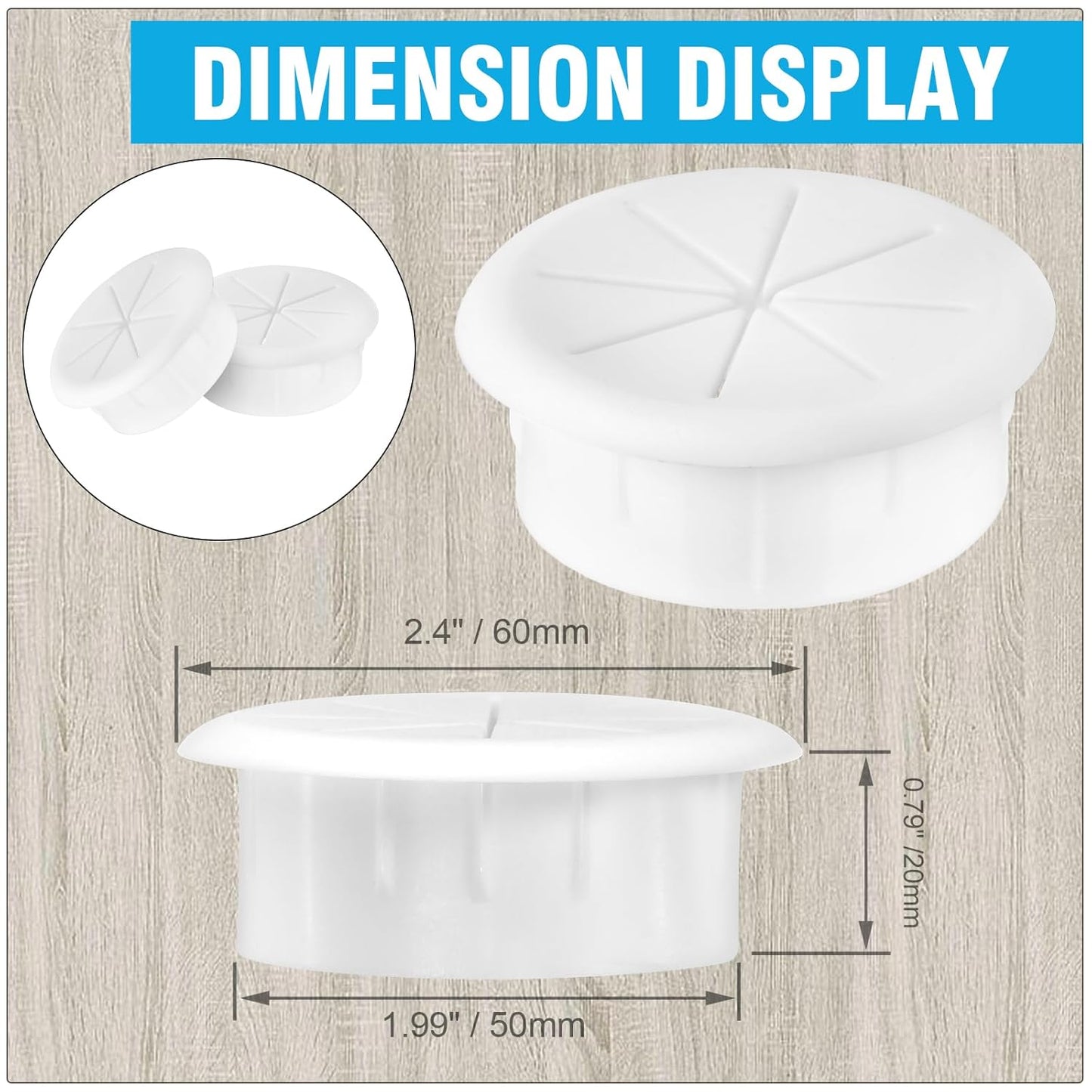 2" White Desk Grommet, JTemgle Flexible Cable Grommet Rubber Cable Hole Cover Wire Organizer Caps Desktop Cord Management for Home Office TV Stands Tabletops, 10 Pieces