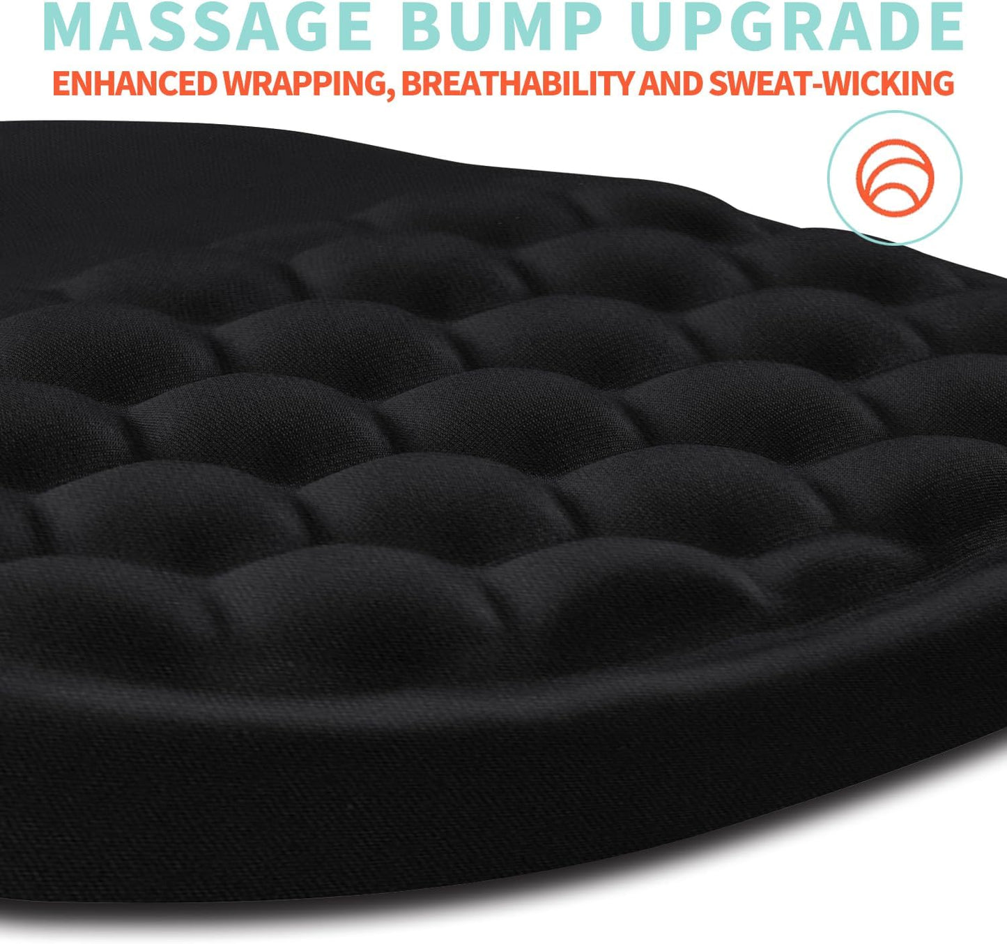 Ergonomic Mouse Pad Wrist Support with Memory Foam Massage Bulge, Carpal Tunnel Pain Relief Mousepad Wrist Rest for Mouse(12x8 inch, Black)