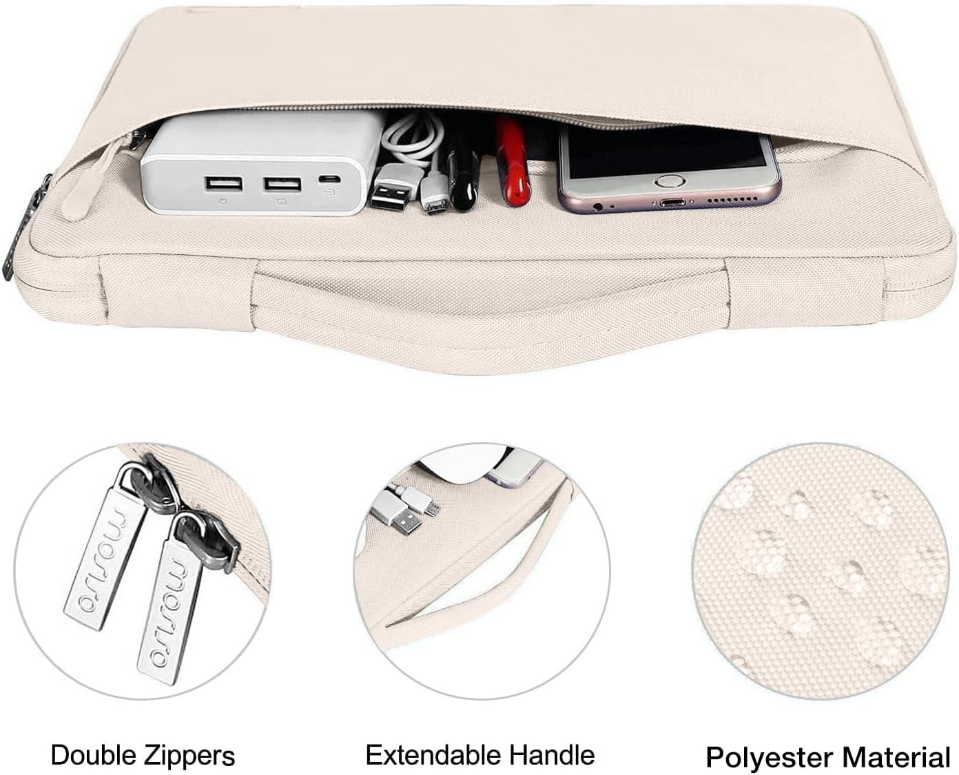 MOSISO Compatible with MacBook Air 13 inch Case 2025 2024 2023 2022 M4 A3240 M3 A3113 M2 A2681, Hard Shell&Sleeve Bag&Keyboard Skin&Webcam Cover&Screen Film for MacBook Air 13.6 inch, Beige