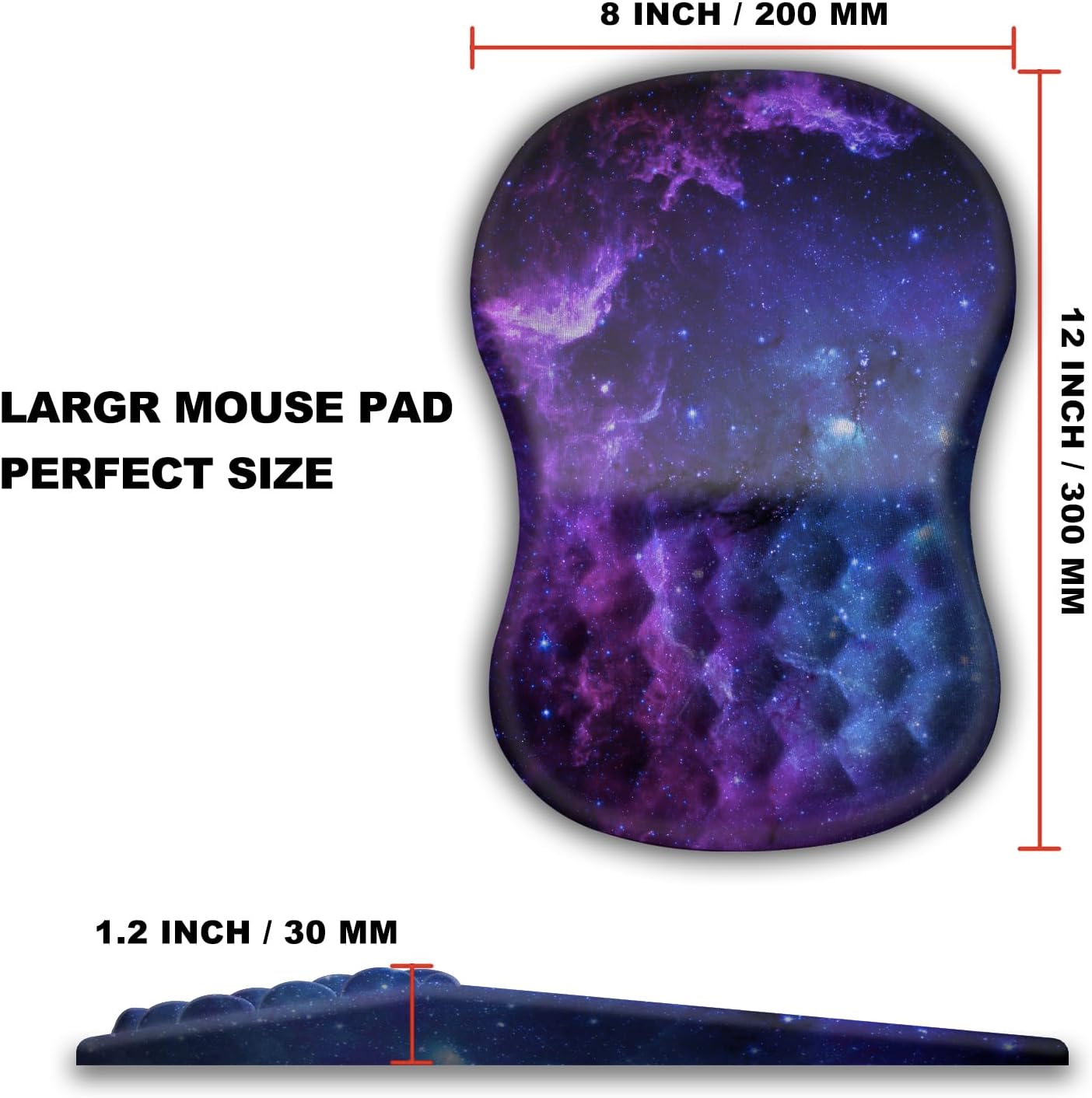 Mouse Pad Wrist Support, Ergonomic Mouse Pad with Massage Dot, Comfortable Computer Mouse Pad for Laptop, Wrist Rest Pain Relief Mousepad with Non-Slip PU Base for Office & Home, 12 x 8 in