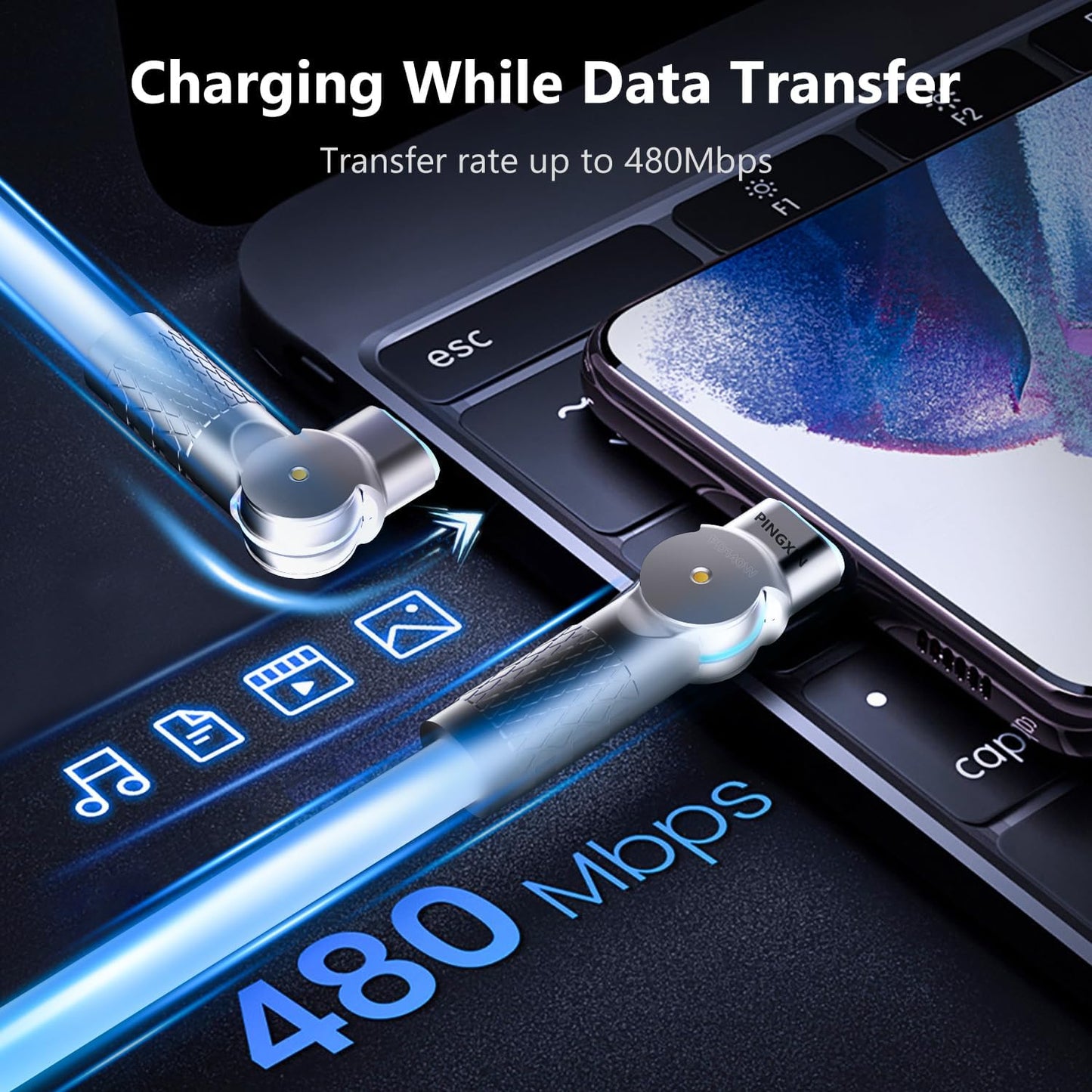 140W USB C to USB C Charger Cable [2-Pack 6.6FT], Type C Fast Charging Cable Compatible with MacBook Pro, iPad Pro Air, iPhone 16/16 Plus/16 Pro Max, Galaxy S23+/S23 Ultra, Orange+White…