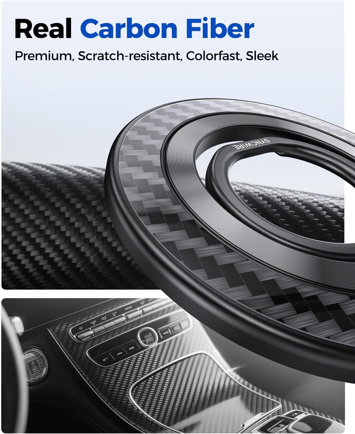 SYNCWIRE Carbon Fiber Magnetic Phone Ring Holder for MagSafe - Magnet Phone Grip Stand with 360° Rotation & Reinforced Hinge Compatible with iPhone 16 15 14 13 Pro Max Plus MagSafe Accessories