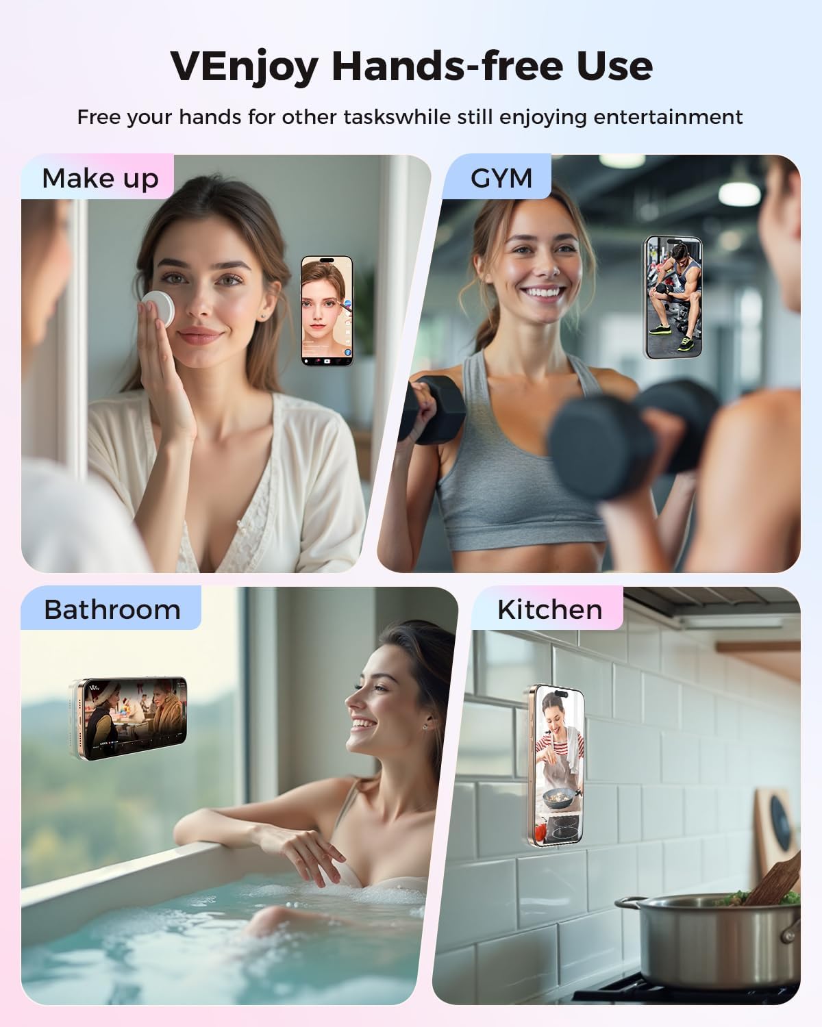 SUPERONE Magnetic Suction Phone Mount for MagSafe Case, Silicone Octo Cup Buddy Sticky Phone Grip Holder for iPhone 16/15/14/13/12 Series, Removable Hands-Free Selfie/Video for TikTok & Instagram-Pink