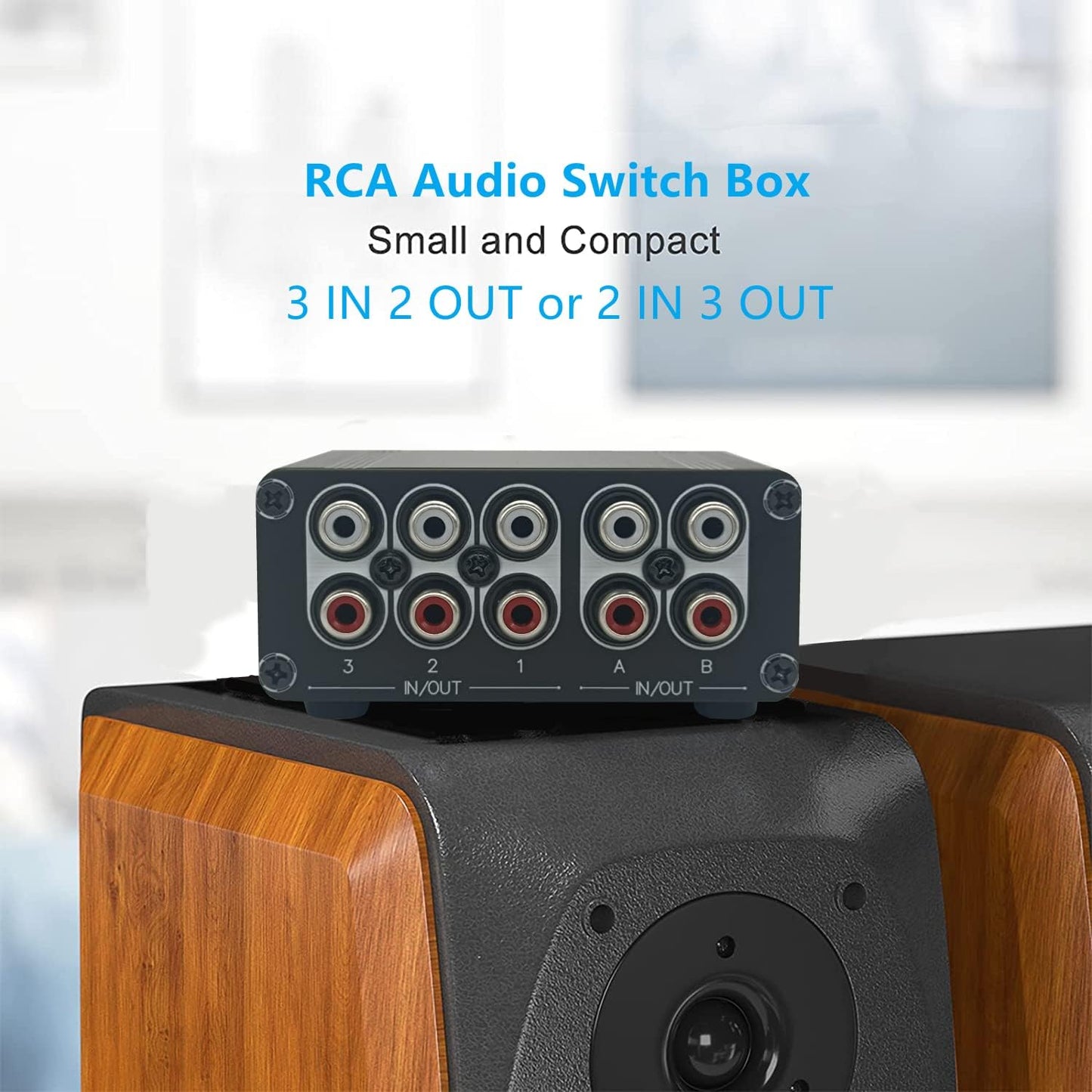 3 in 2 Out RCA Stereo Audio Switch Input Signal Source Switcher Selector Splitter Box -RC32