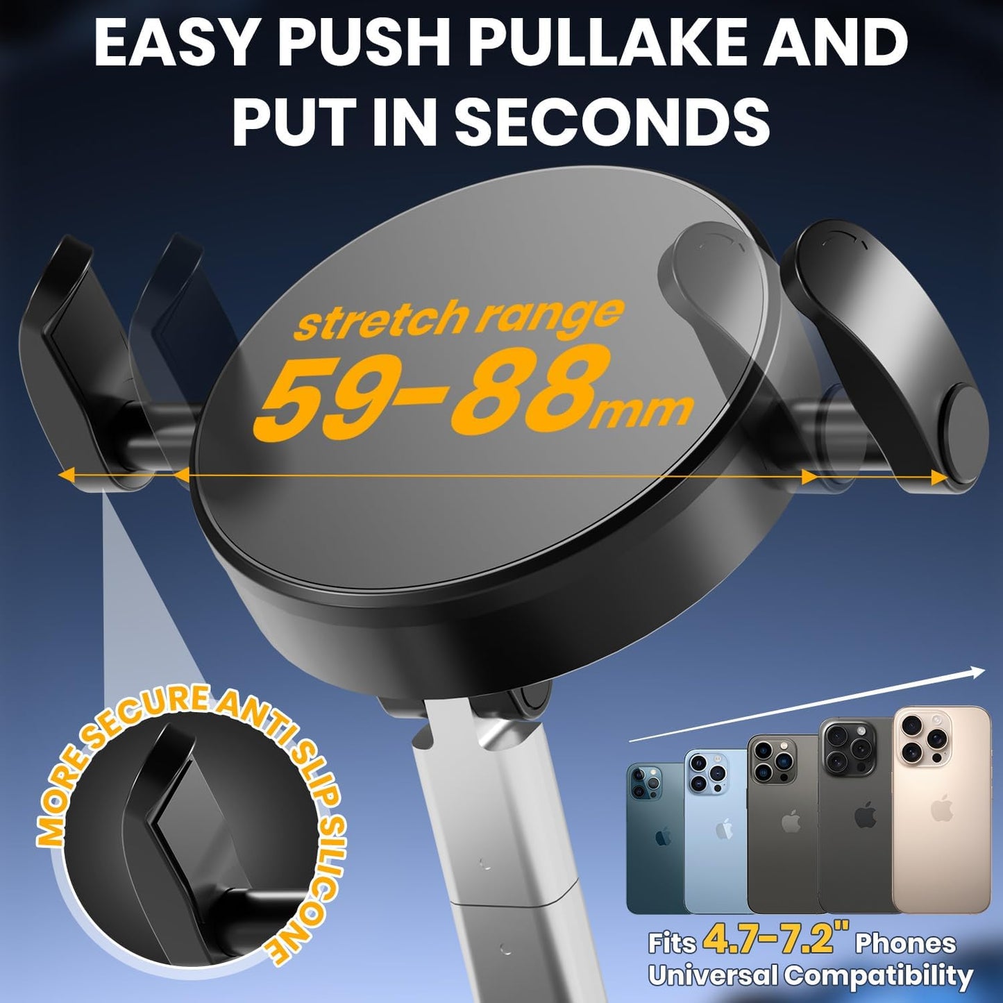 Upgraded 360° Adjustable Vacuum Magnetic Phone Holder, Vacuum Suction Magnetic Phone Mount with Clamp Foldable Phone Holder for Car/Gym/Mirror/Smooth Surface, Suitable with All Smartphones (Black)