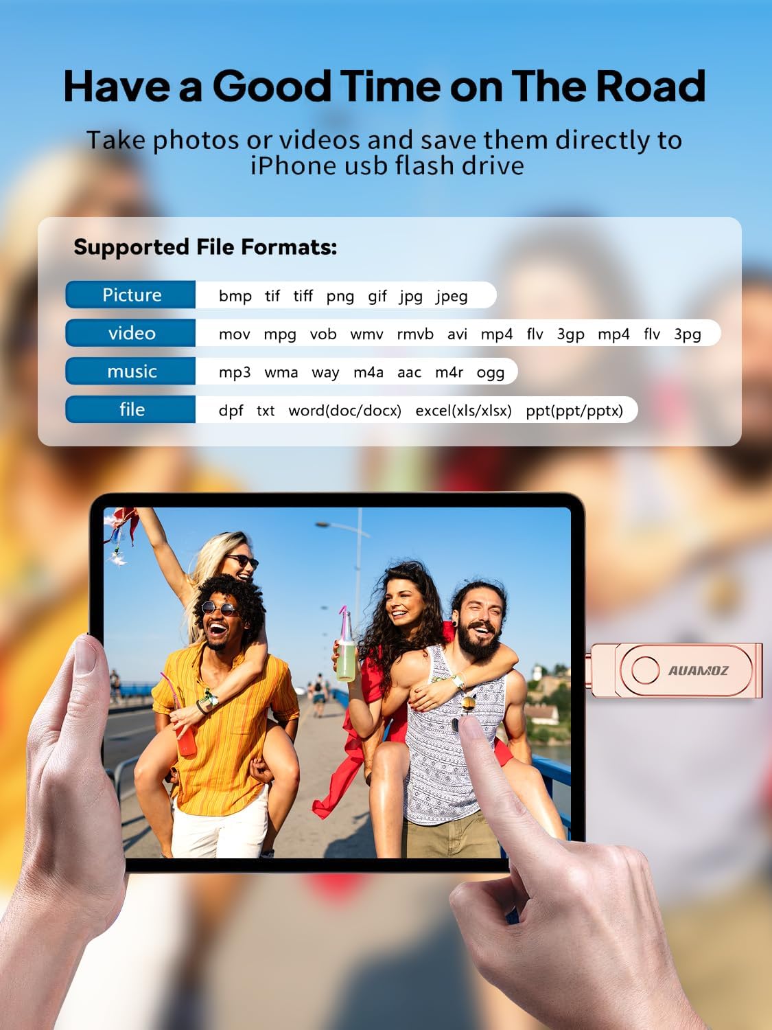 512GB Flash Drive Intended for iPhone, Memory Stick Storage Files Photos Videos Backup, Compatible with iPhone iPad Android PC, Plug and Play, No Application Required (Rose Gold)