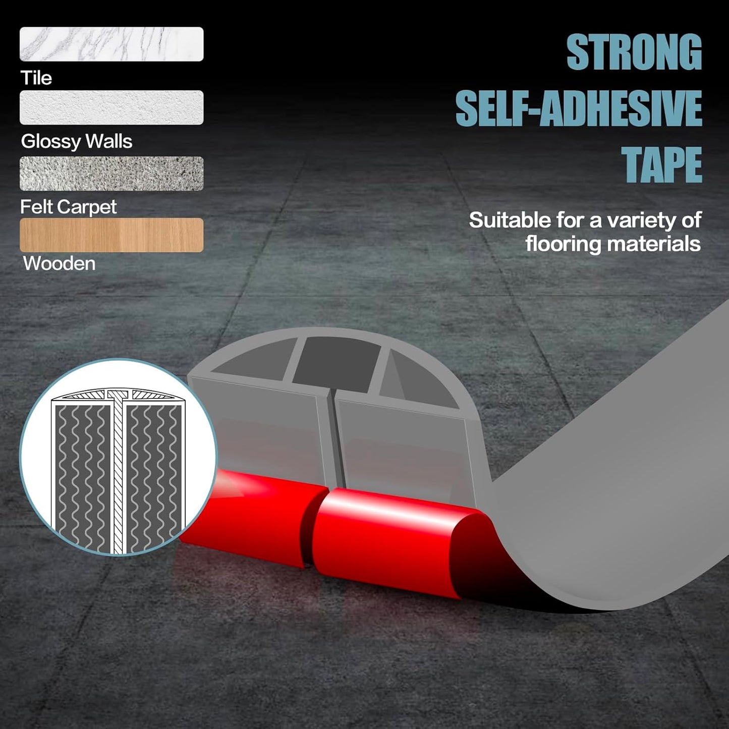 Floor Cord Cover Self Adhesive Cord Hider,10FT Cable Management, Extension Strip Protector for Wires, Prevent Cable Trips for Offices, Gyms, Exhibitions Cavity:0.3"(W) x 0.28"(H) Gray