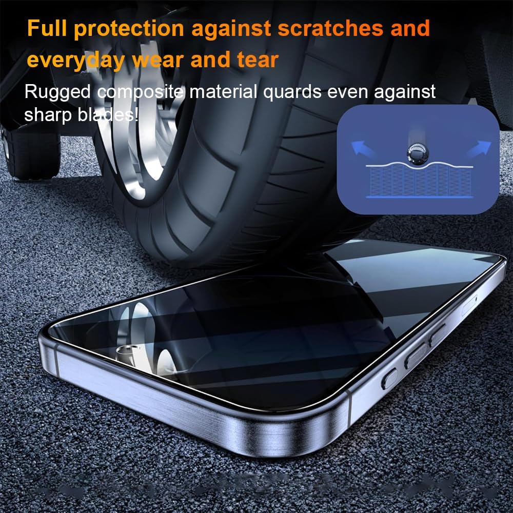 OneFish Privacy Screen Protector for IPhone 14 Pro Anti-Spy Tempered Glass Dust-Free Bubble-Free Anti-Fingerprint 9H Scratch Protection & Hassle-Free Installation Frame [2-Pack]