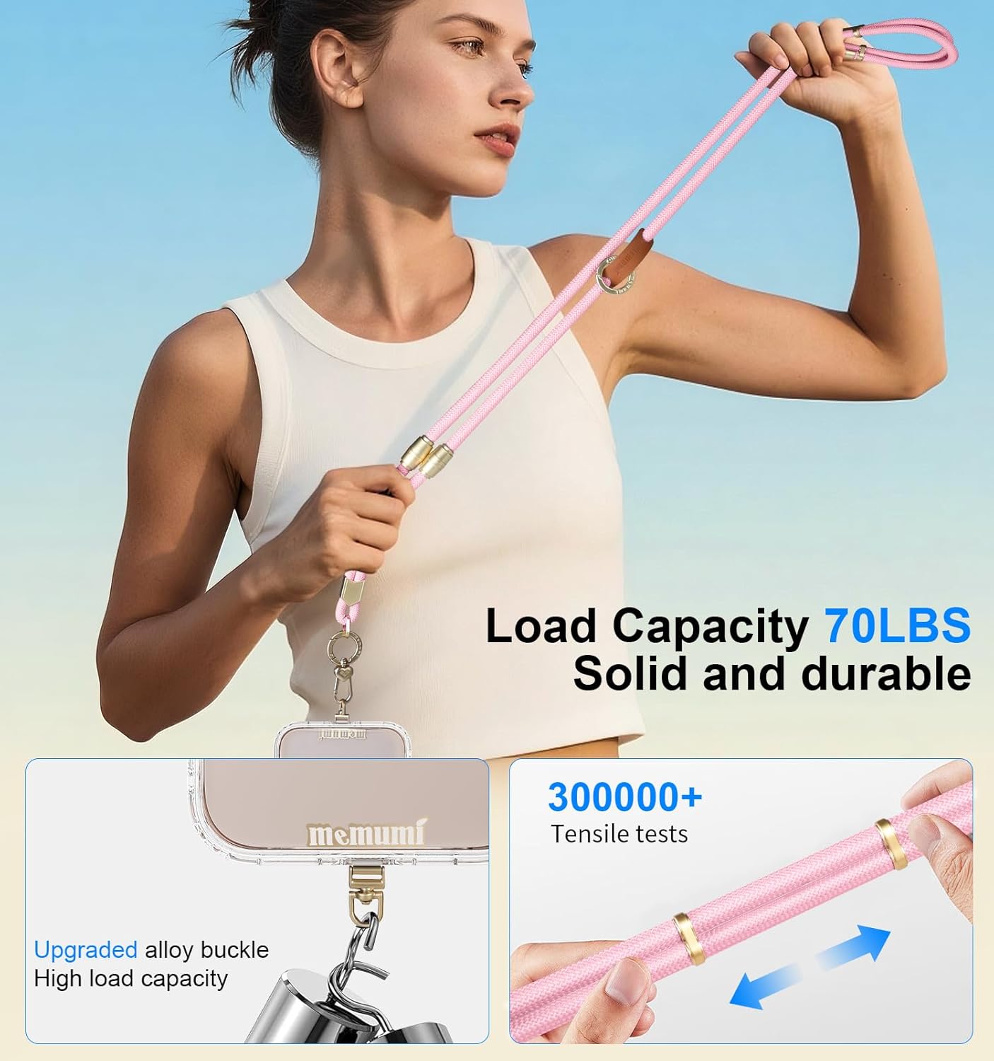 memumi 3 in 1 Universal Adjustable Phone Lanyard, Crossbody Neck Wrist Strap for All Smartphones, Anti-Theft Secure Lanyard