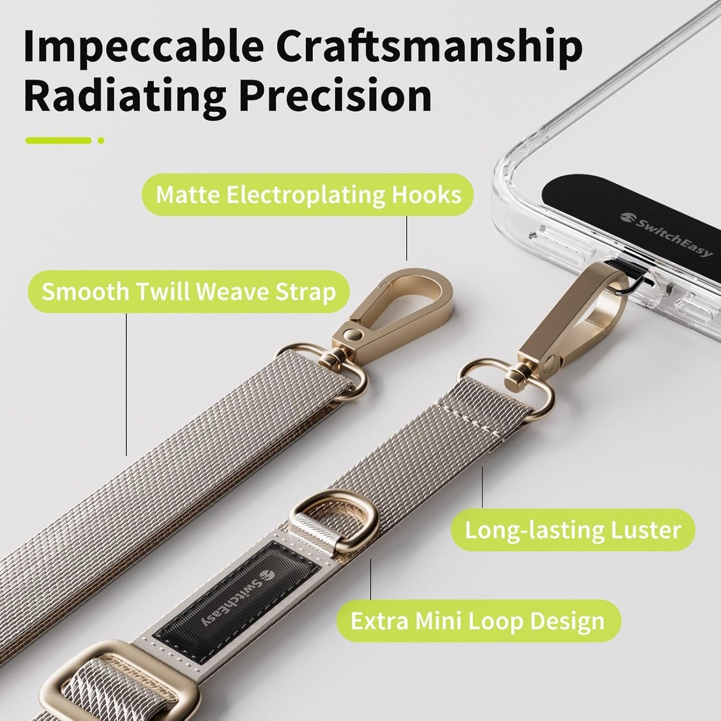 SWITCHEASY 20mm Adjustable Crossbody Phone Strap Compatible with Most Phones, Anti-Theft & Ant-Drop, Hands Free for Phone Lanyard Crossbody with Strap Card Phone Tether Tab-EasyStrap(Ice Cream White)