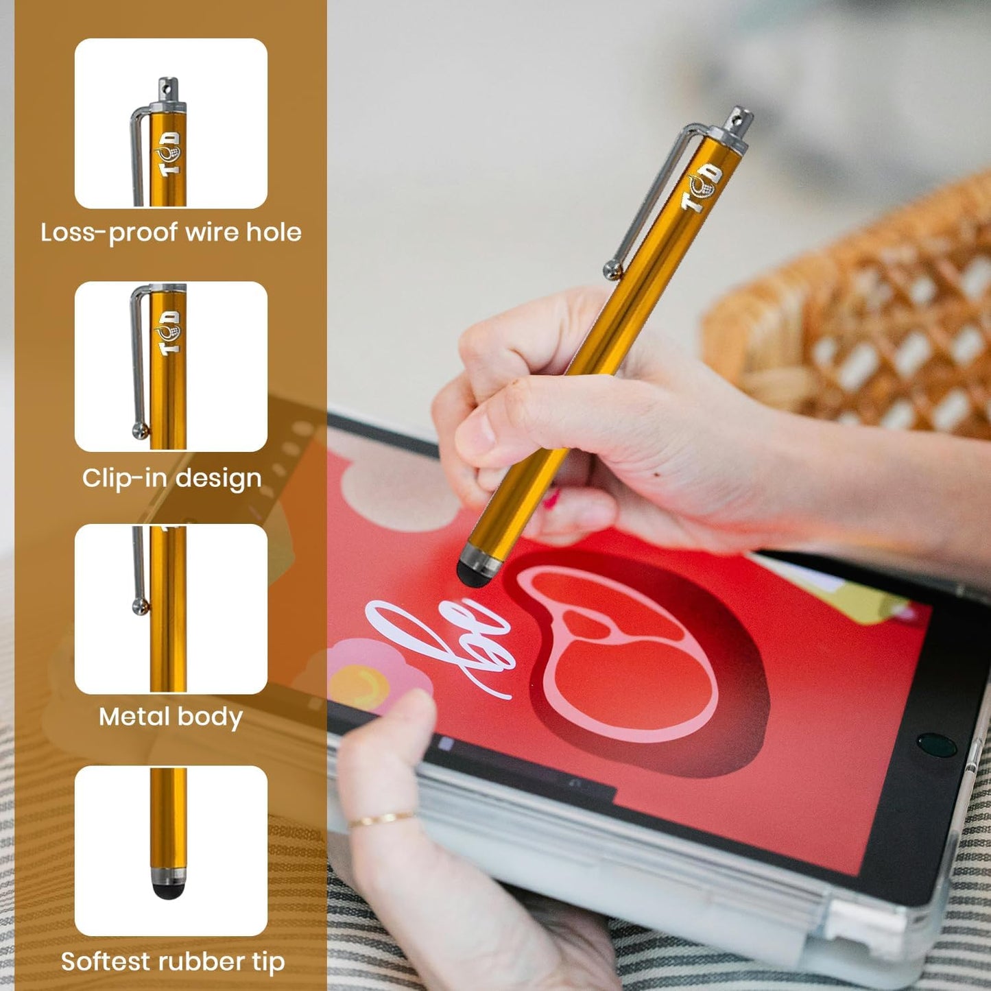 TCD 10-Pack Stylus Pen Set – Universal Capacitive Pen for iPad, iPhone, Tablet, Laptop – Premium Thick Rubber Tip Styluses for All Touchscreen Devices, Coral