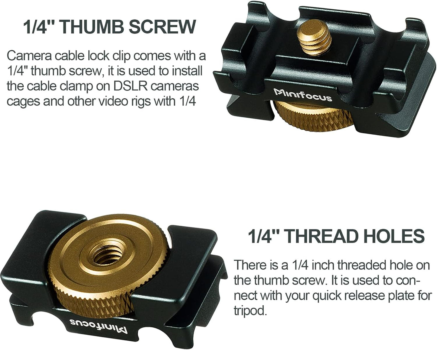 MINIFOCUS Camera Cable Clamp with Arca Swiss System, Aluminum Alloy Tether Cable Block Clip with 4 Grooves, USB Cable Lock Clip Clamp HDMI Protector for All DSLR Cameras Cable