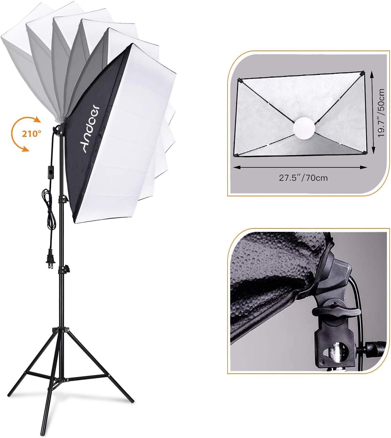 Andoer Softbox Photography Lighting Kit Studio Light, Bi-Color Dimmable 85W Soft Box Studio Output Lighting, with 3 Color Temperature Continuous Lighting Kit for Portrait Video,Advertising Shooting