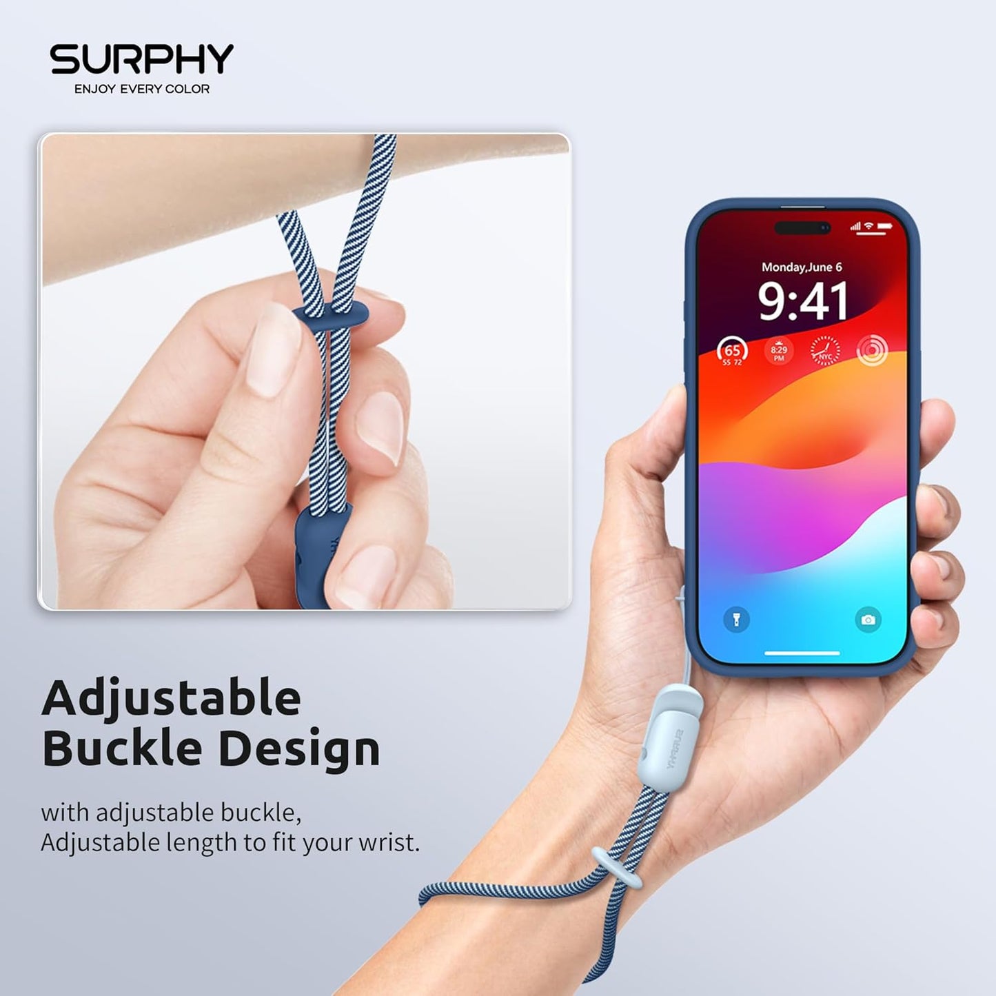 SURPHY 2 Pack Phone Lanyard for Cellphone Case, Phone Wrist Strap for Case, Cellphone Strap with 2-Color Braided, Charm Wrist Lanyard for Women and Men, Cloud Blue & Blue Jay