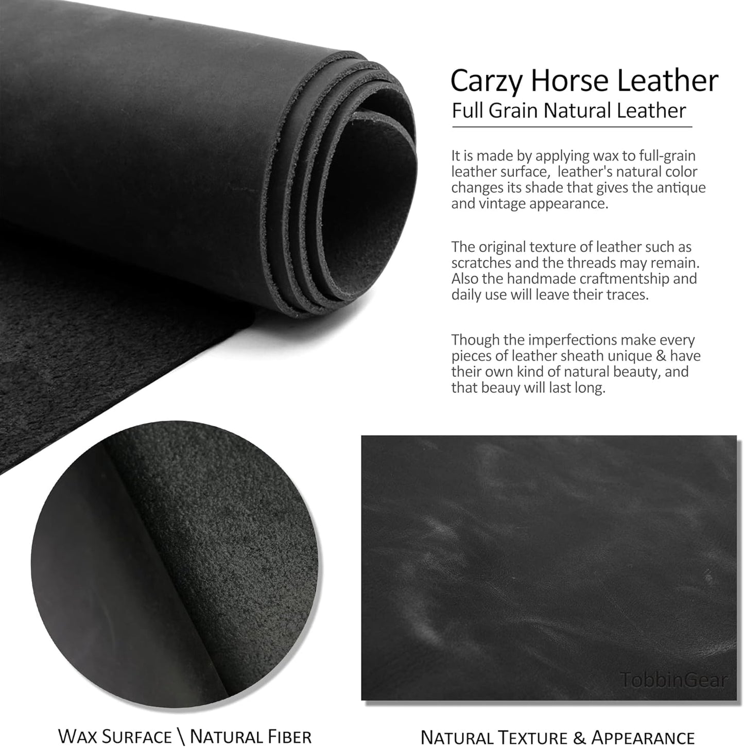 TobbinGear Leather Cell Phone Holster with Belt Clip, Universal Phone Holster for Men Belt Holder, Leather Case for iPhone, Samsung Galaxy Phones, Right Hand, Medium, Black