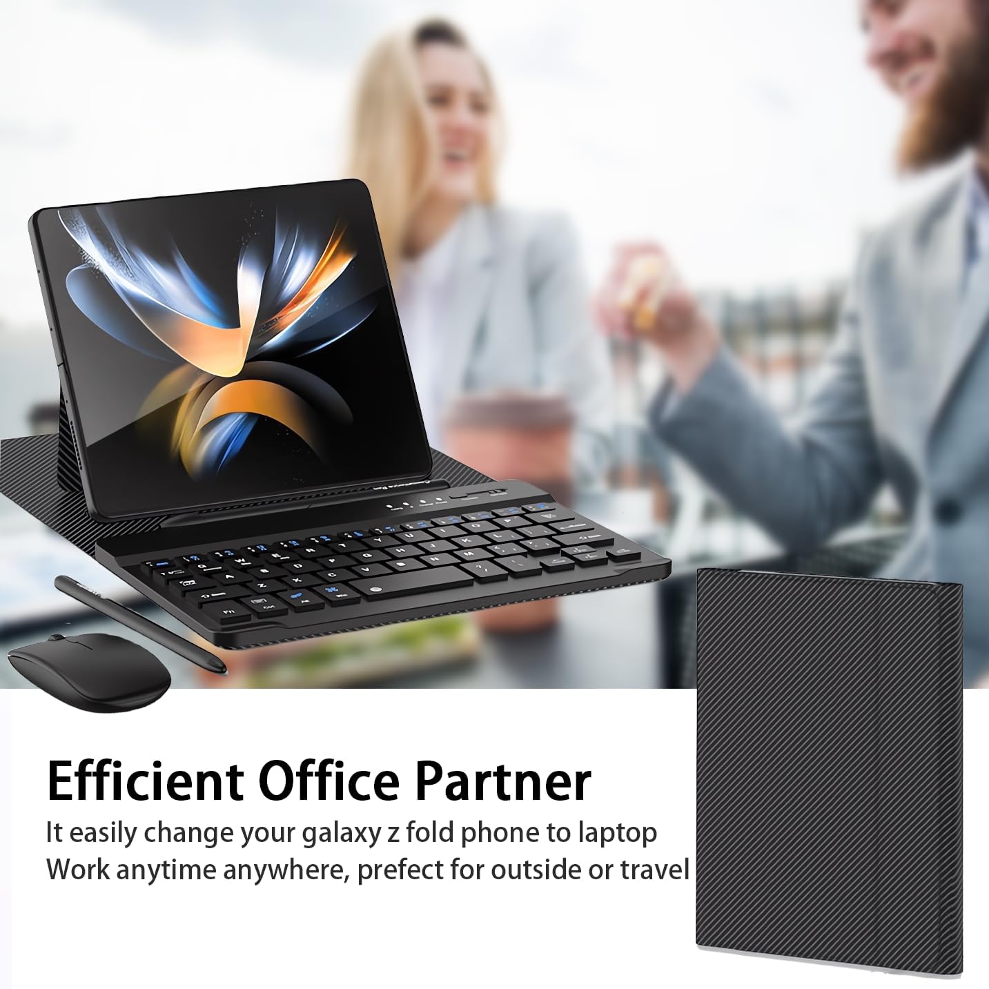 for Samsung Galaxy Z Fold 7 6 5 Keyboard and Mouse, Portable Mini 7.9 inch Bluetooth Keyboard with Leather Case and Capacitive Pen, 4 in 1 Set for Z Fold7 6 Accessories