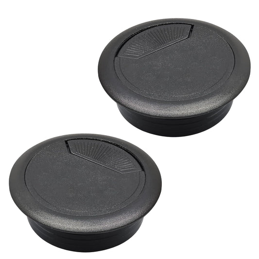 Desk Grommet 2" (50 mm), Desk Cord Hole Cover, Cable Grommet ABS Plastic, Desk Hole Grommet for Office and Home Table Cable, Detachable Adjustable Cable Cord Organizer (Black 2 Pcs)