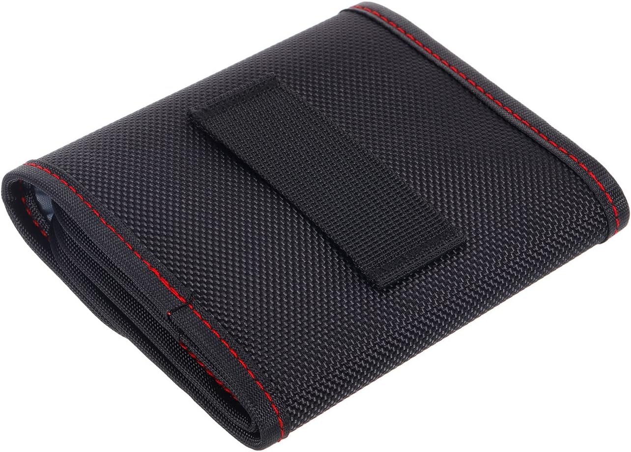 PATIKIL Lens Filter Case, 3-Pocket Camera Filter Case Portable Lens Filter Pouch Photography with Belt Loop Fit Camera Bag Strap Pocket Drone for 25mm-82mm, Black Red