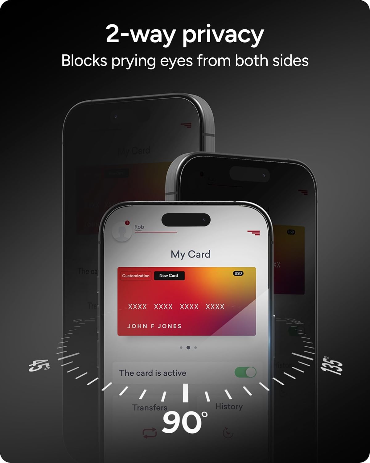 ZAGG InvisibleShield Glass Elite Privacy iPhone 15 Screen Protector - 5X Stronger with Reinforced Edges, 2-Way Privacy Filter, Scratch & Smudge-Resistant Surface, Easy to Install