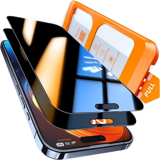 TOCOL for iPhone 16 Privacy Screen Protector True 25°Anti Spy 9H+ Hardness Tempered Glass Full Coverage Easy Installation 2 Pack