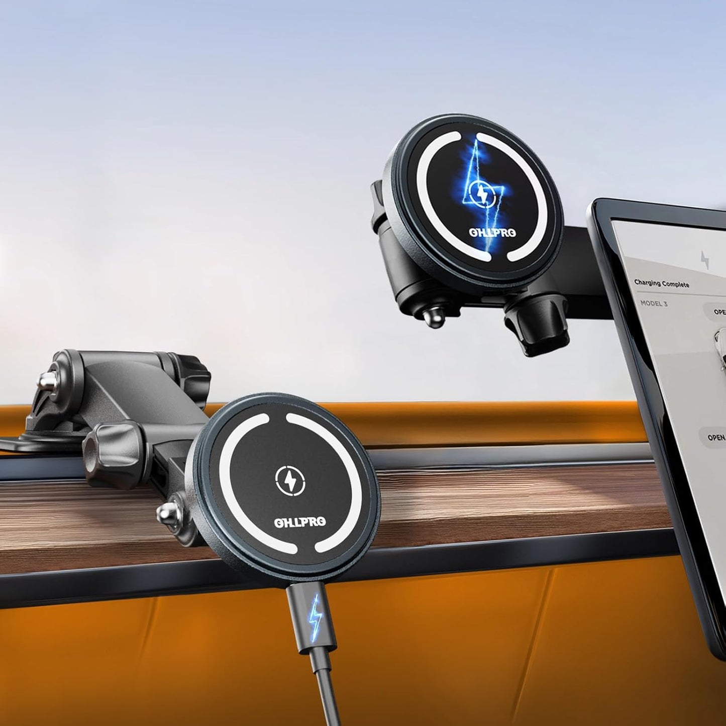 OHLPRO for MagSafe Car Charger Mount for iPhone 16 15 14 13 Pro Max, 15W Fast Charging Phone Holder, Magnetic Car Accessories, 360° Rotation, Adhesive Base for Tesla, Gift for Men Women