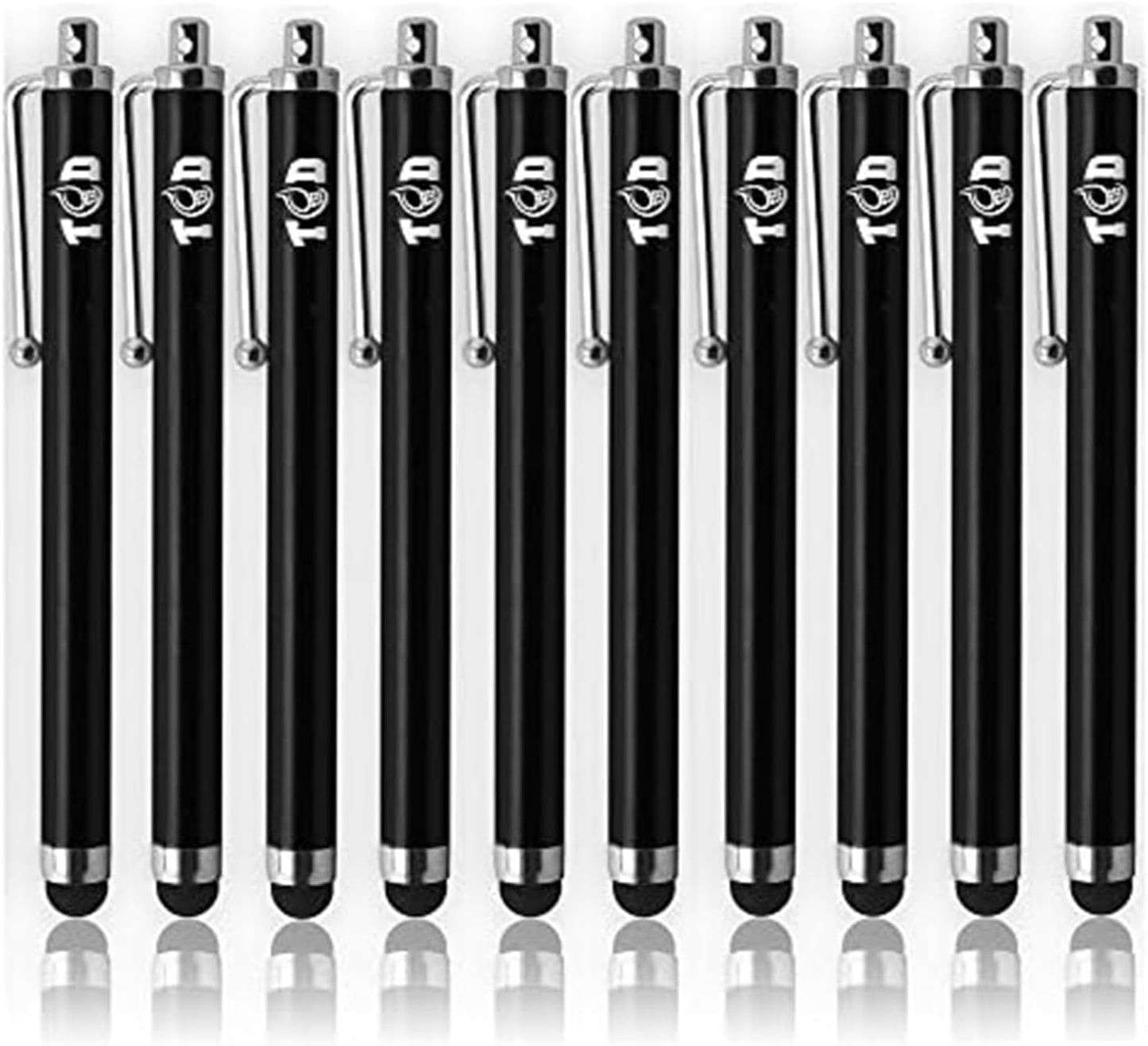 TCD 10-Pack Stylus Pen Set – Universal Capacitive Pen for iPad, iPhone, Tablet, Laptop – Premium Thick Rubber Tip Styluses for All Touchscreen Devices, Black
