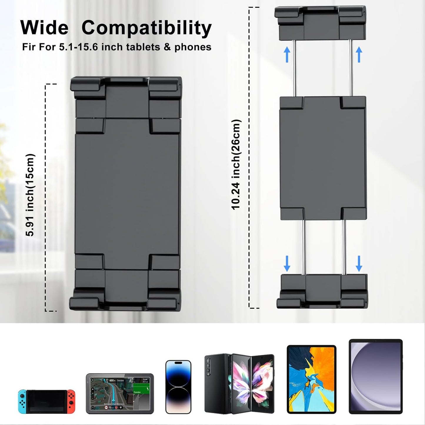 PLDHPRO Tablet Mic Music Holder for iPad Clamp Mount Stand, Microphone Tripod Treadmill Stroller Spin Bike Exercise Handlebar Accessories Compatible iPhone iPad Galaxy Tab 5.1-15.6'' Phones Tablets