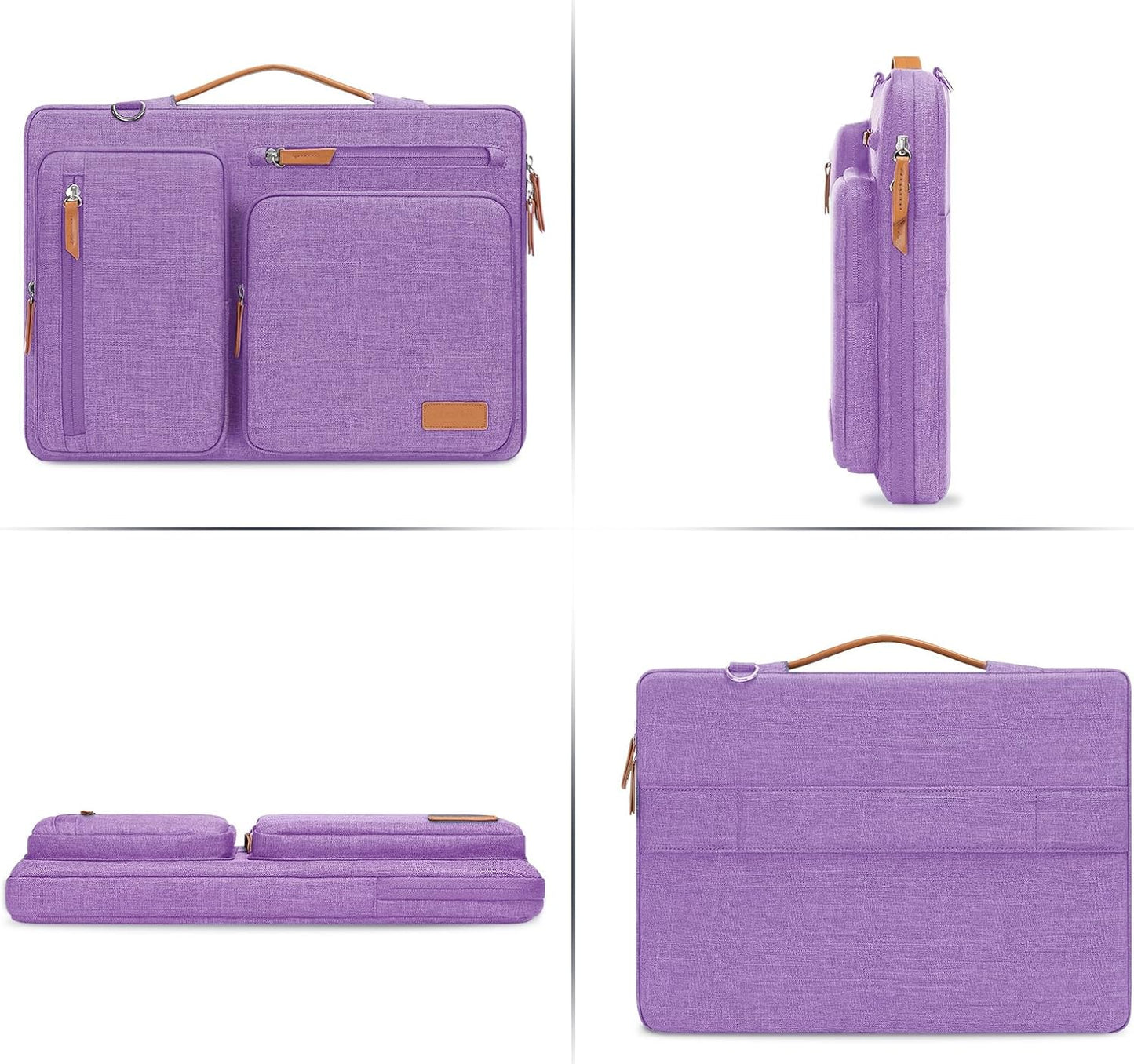 MOSISO 360 Protective Laptop Shoulder Bag,17-17.3 inch Computer Bag Compatible with MacBook, HP, Dell, Lenovo, Asus Notebook,Side Open Messenger Bag with 4 Zipper Pockets&Handle, Lilac