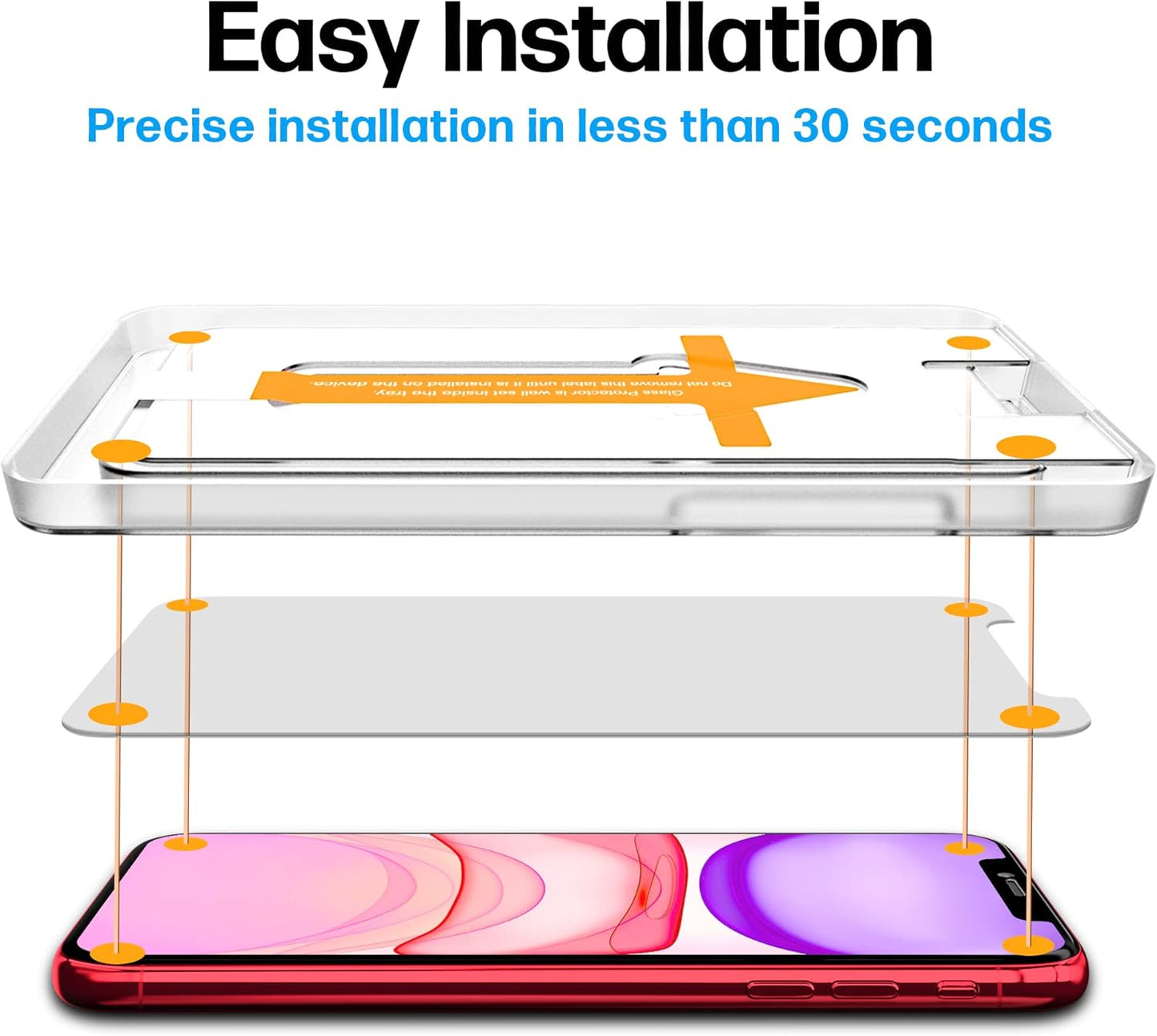 Power Theory Designed for iPhone 11, iPhone XR Screen Protector Tempered Glass [9H Hardness], Easy Install Kit, 99% HD Bubble Free Clear, Case Friendly, Anti-Scratch, 2 Pack