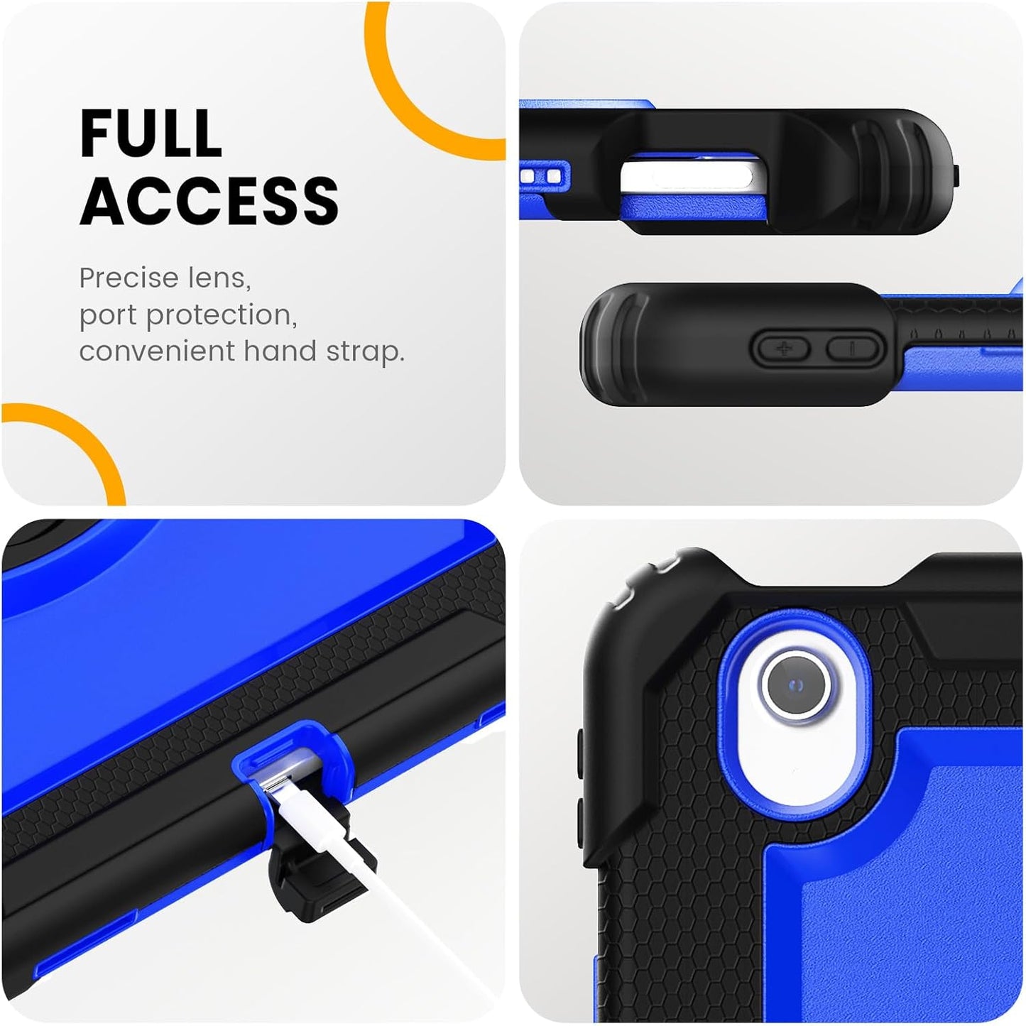 timecity for iPad Air 13 Inch Case M3 2025/ M2 2024, 360° Rotating Stand, Pencil Holder & Wireless Charging, Shockproof with Screen Protector & Shoulder Strap for Designers & Professionals, Dark Blue