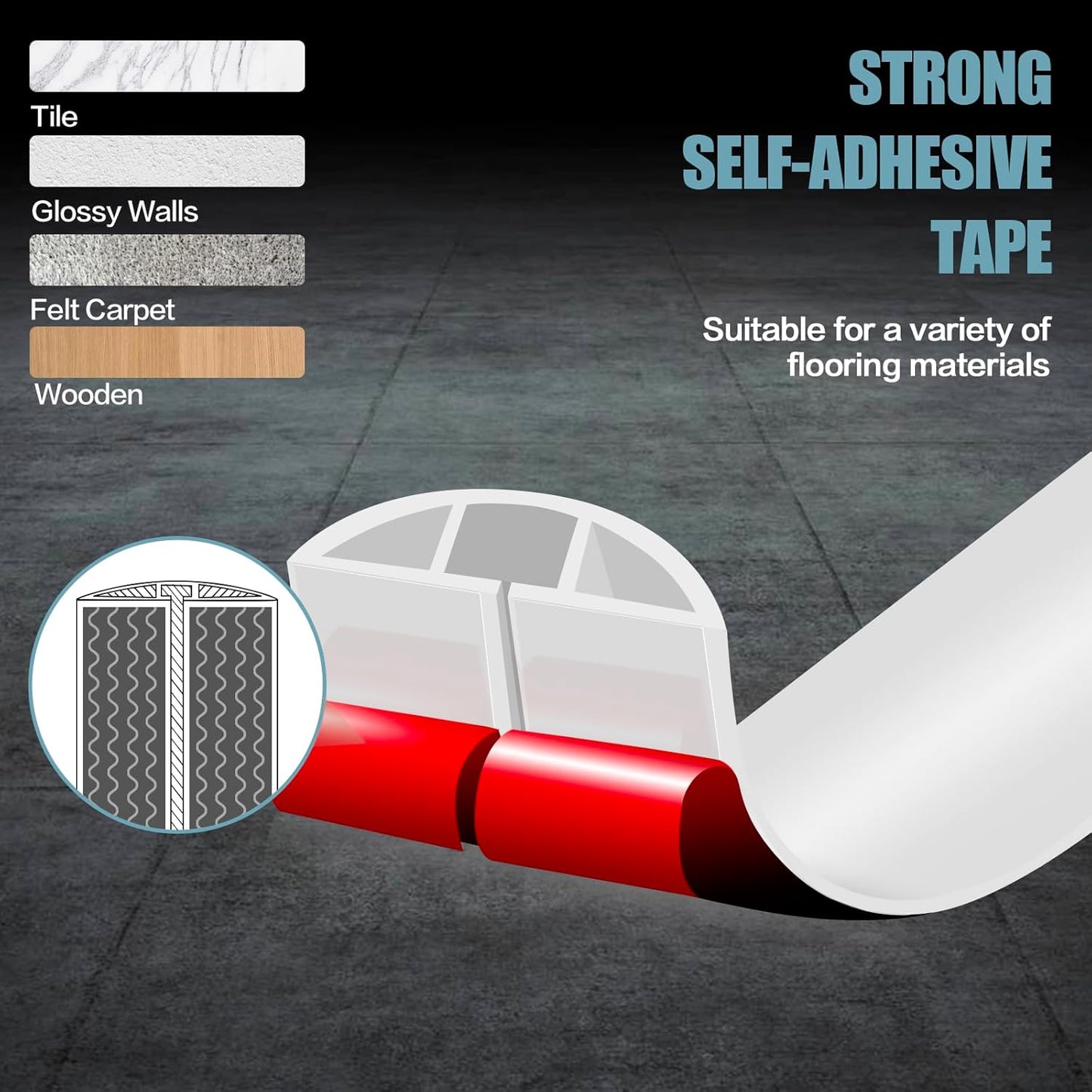 Floor Cord Cover Self Adhesive Cord Hider,10FT Cable Management, Extension Strip Protector for Wires, Prevent Cable Trips for Offices, Gyms, Exhibitions Cavity:0.39"(W) x 0.27"(H) White