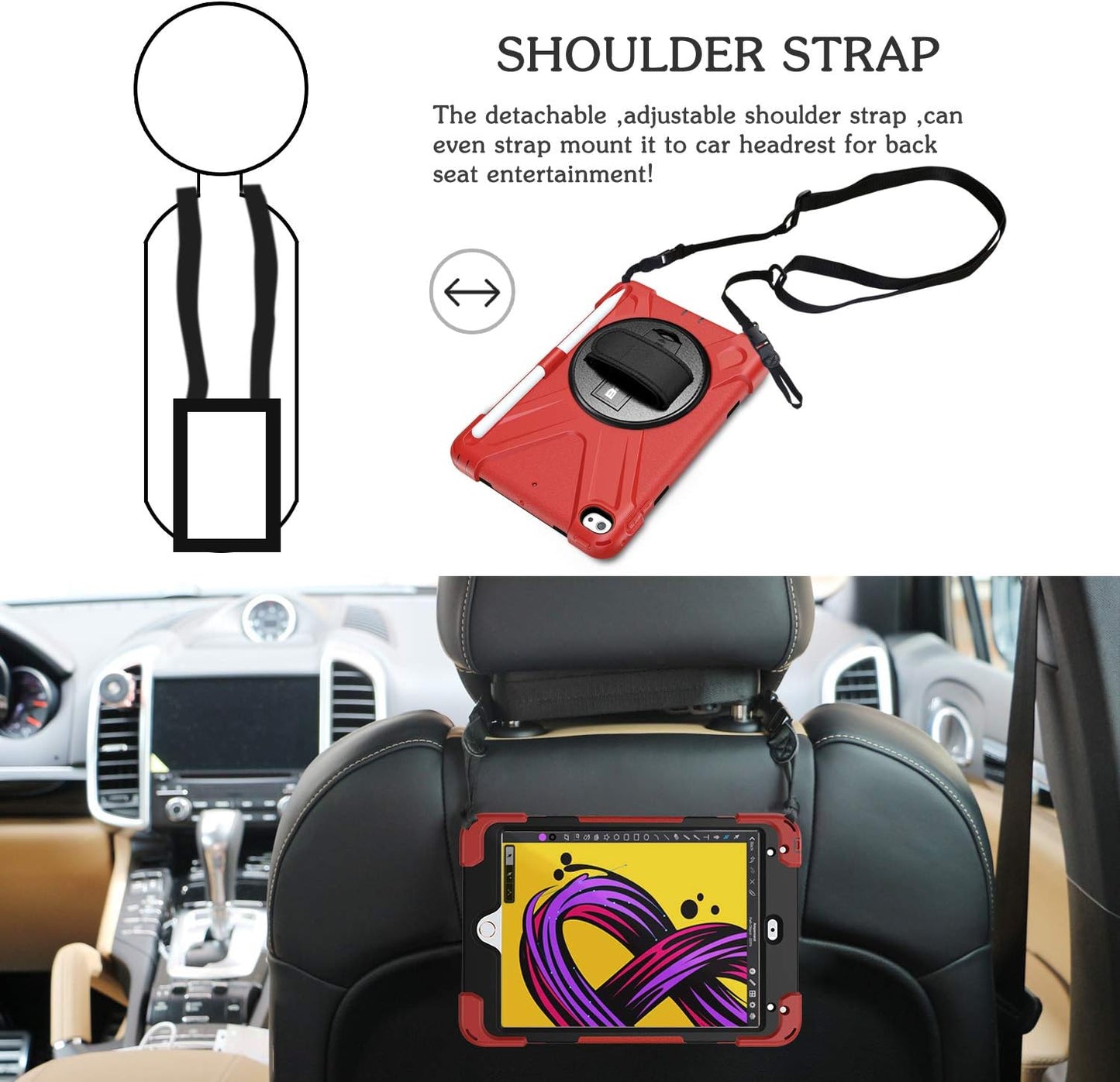 BRAECN iPad mini 5 Case,iPad mini 4 Case, Heavy Duty Shockproof Protective Rugged Case with Pencil Holder,Hand Strap,Kickstand, Shoulder Strap for iPad mini 5th/4th Generation 7.9 Inch for Kids