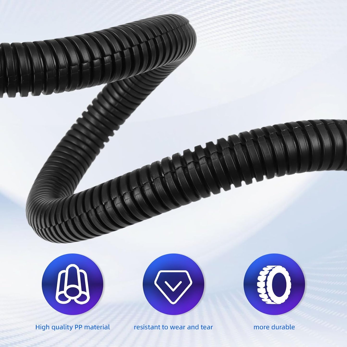 Split Wire Loom Tubing, 10,25ft Cord Protectors from Pets No Chew, Flexible Wire Covers Cord Protectors, Protective Split Cable Sleeve for Automotive Home Industrial Wires(Black, 1.12inch-25ft)