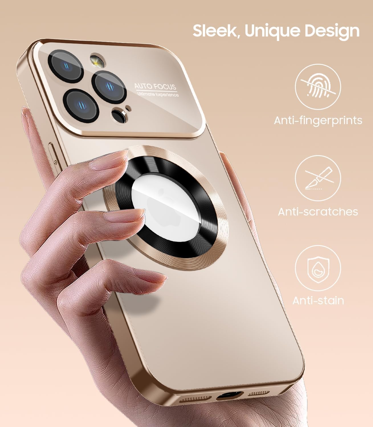 Magnetic for iPhone 12 Pro Max Case, Compatible with MagSafe, Built-in Camera Lens Protector, Logo View, Military Grade Drop Proof Phone Case Cover, Desert Titanium